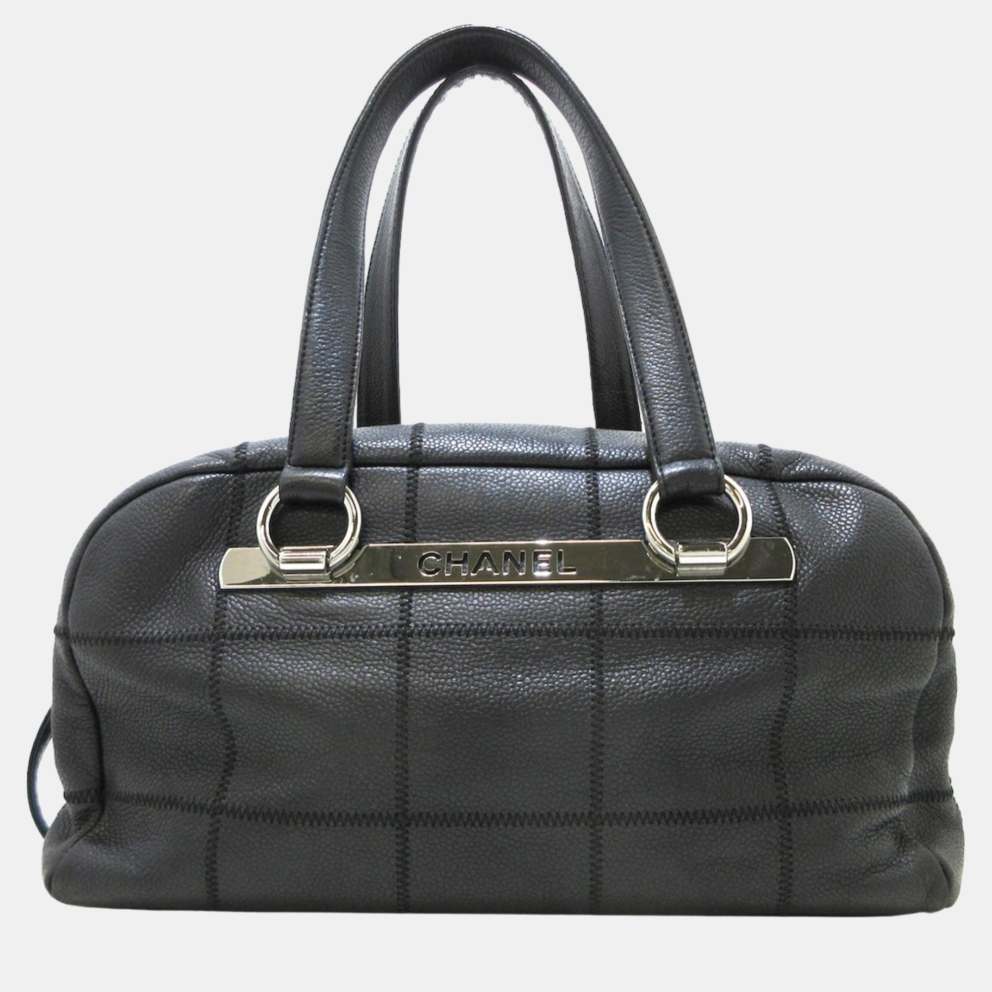 Chanel black caviar choco bar handbag