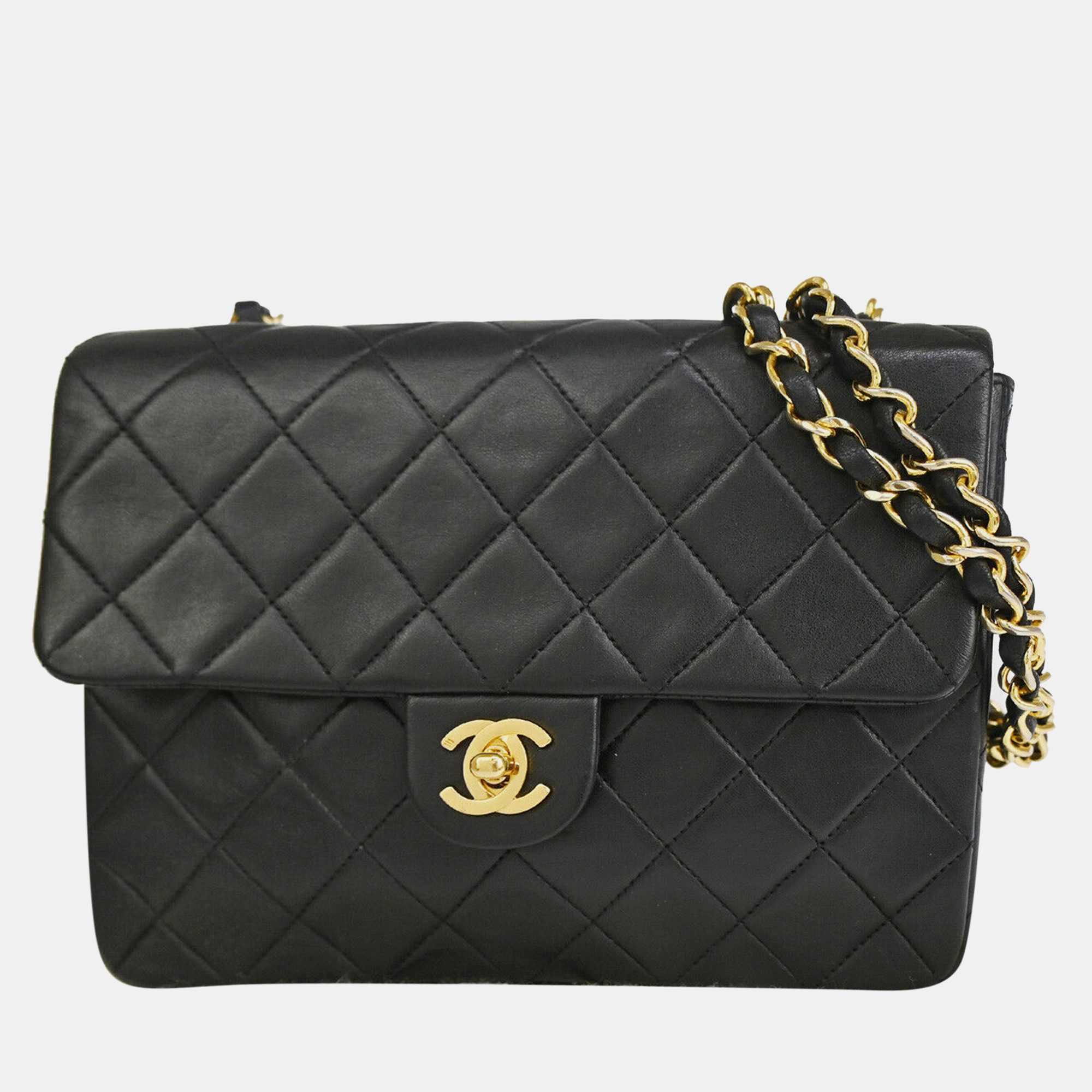 Chanel black leather xs classic single flap shoulder bags