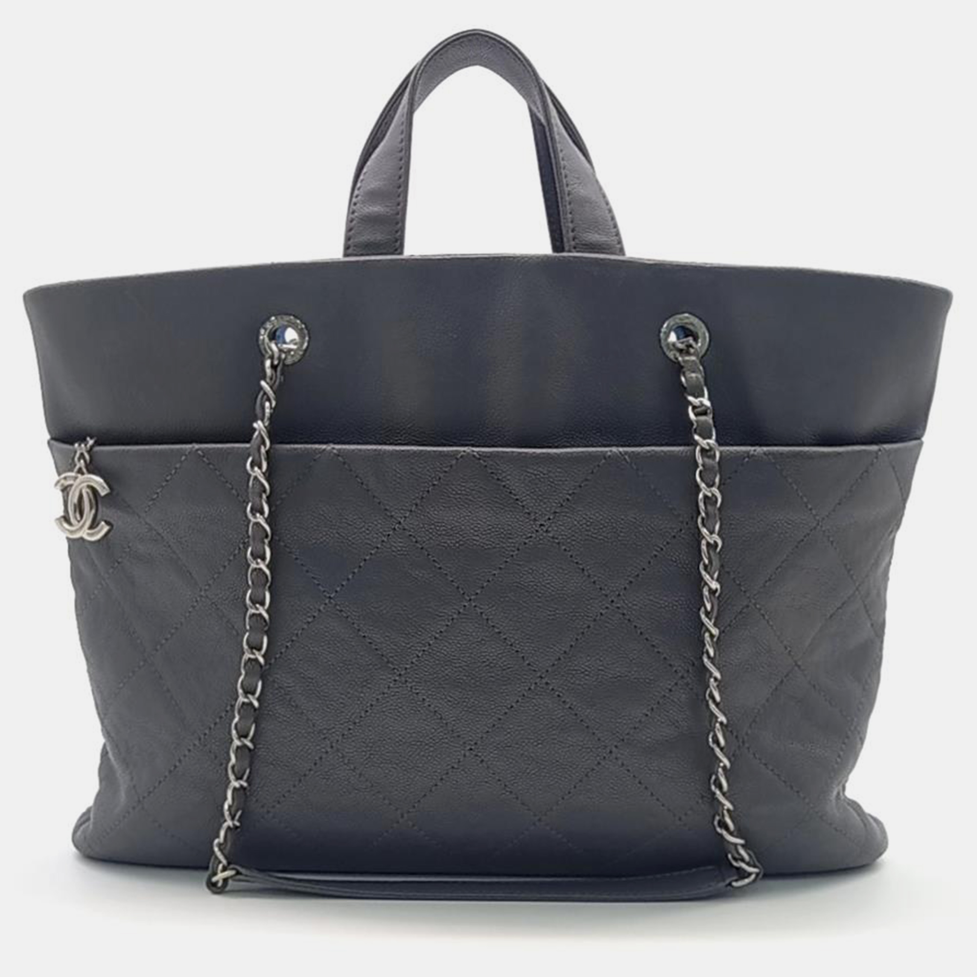 Chanel gray caviar leather timeless cc shoulder bag