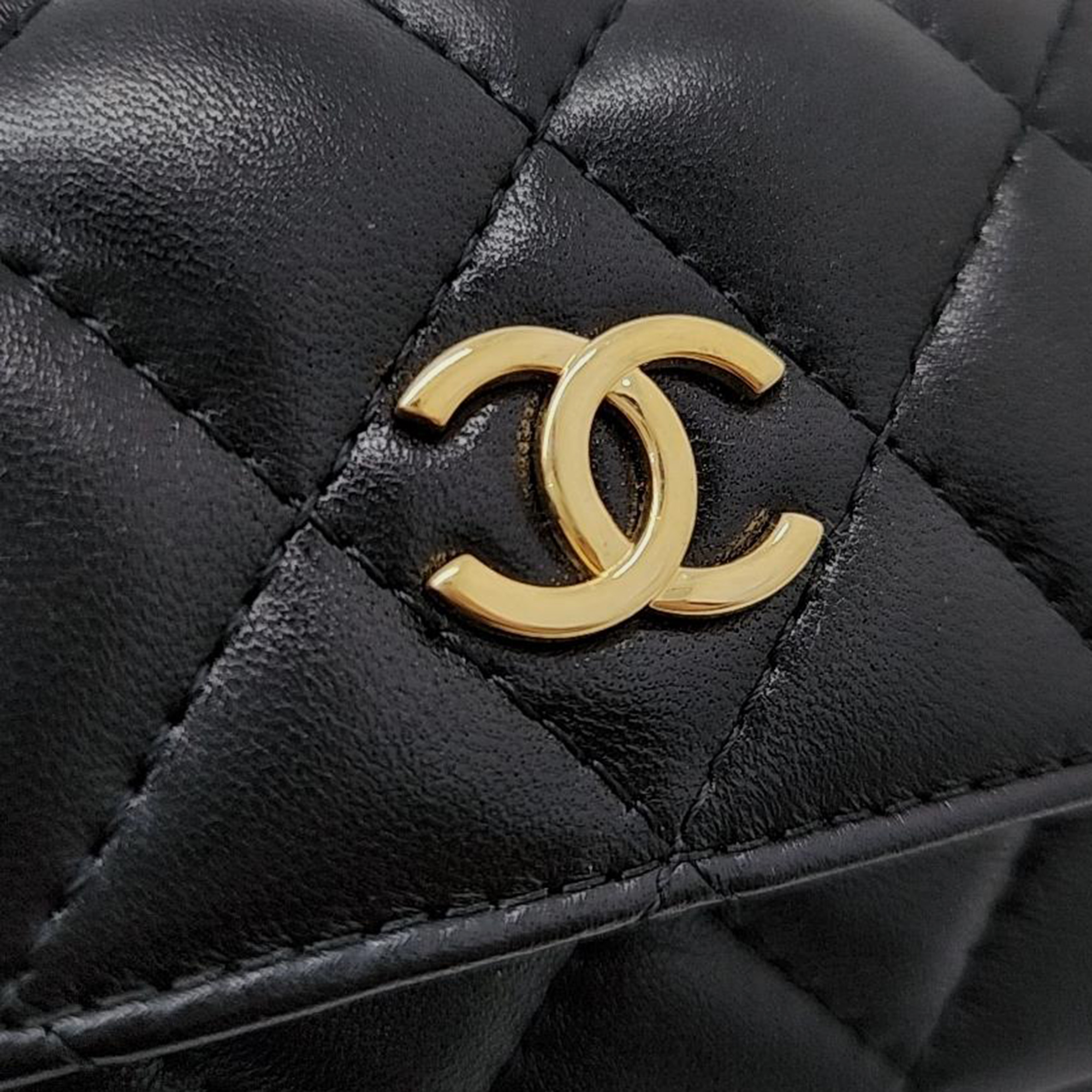 Chanel Black Lambskin Leather Belt Bag