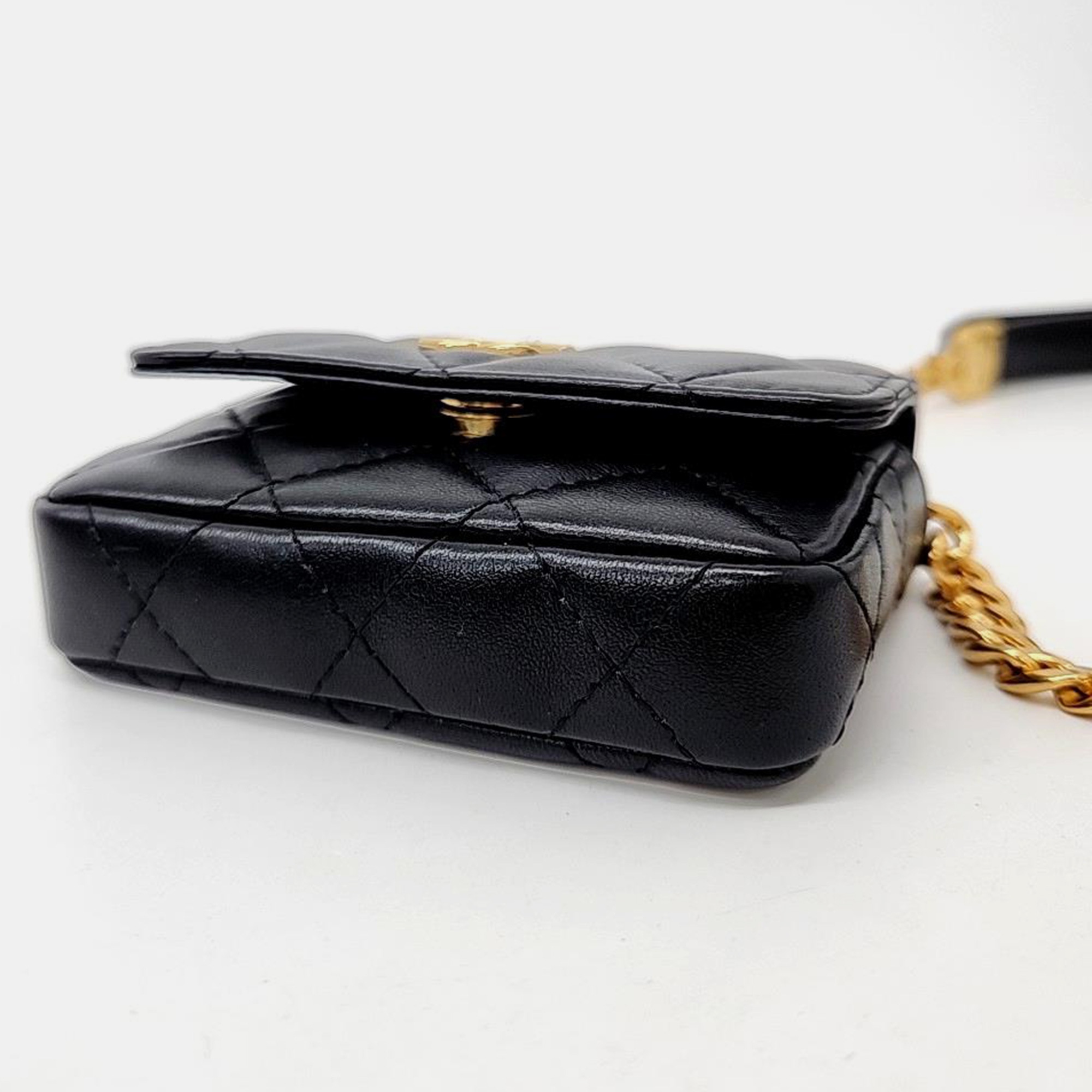 Chanel Black Lambskin Leather Belt Bag