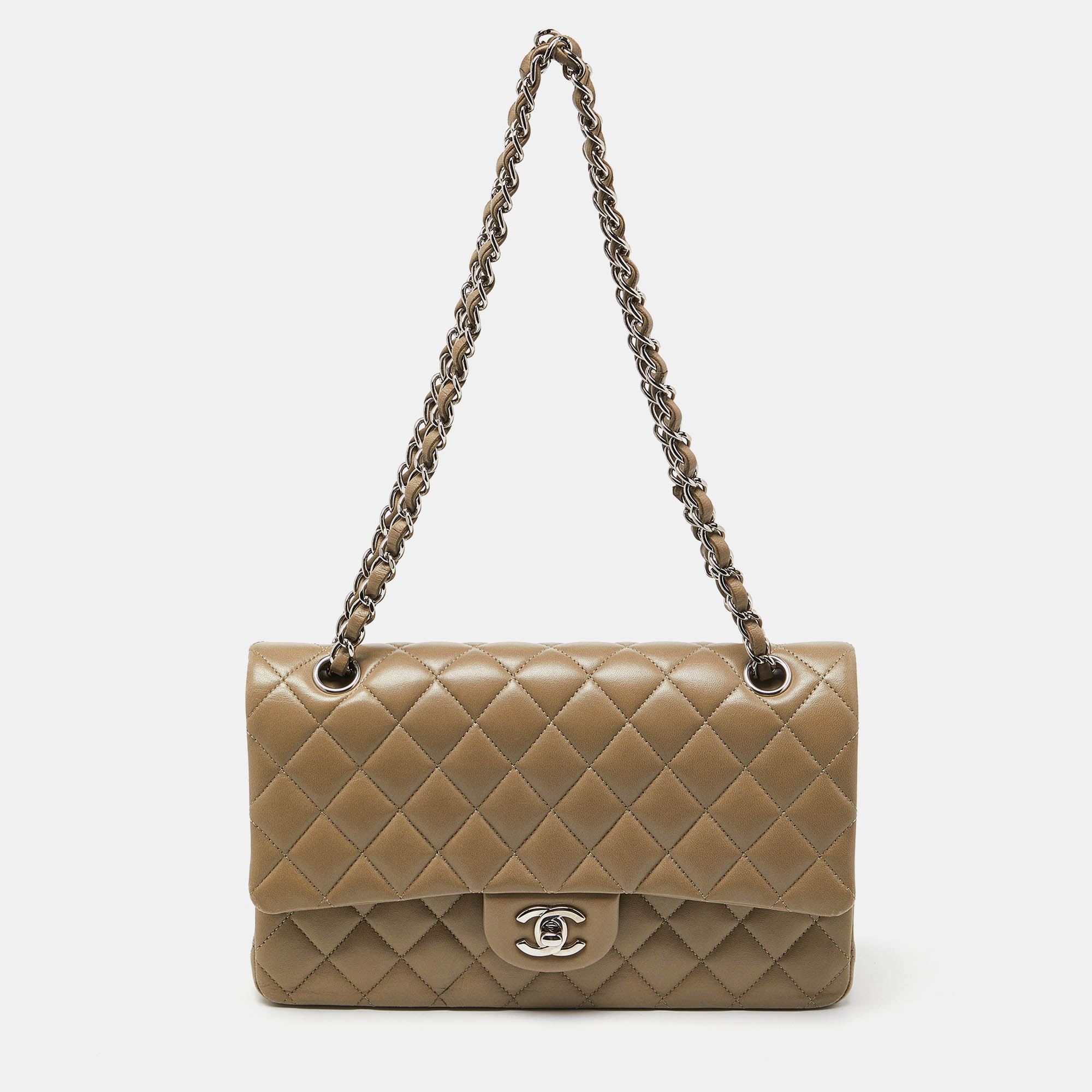 Chanel avocado green quilted leather medium classic double flap bag