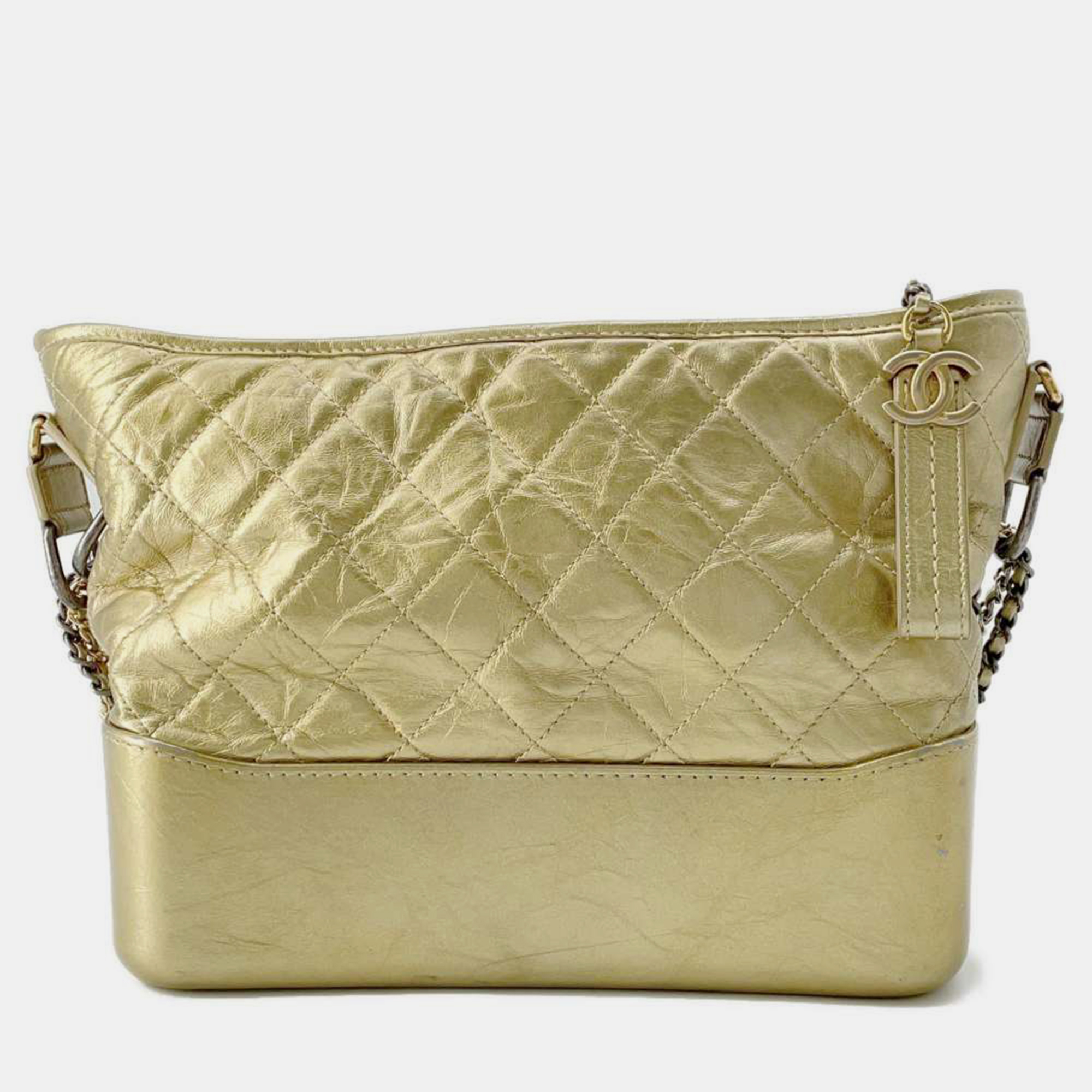 Chanel gold leather gabrielle shoulder bag