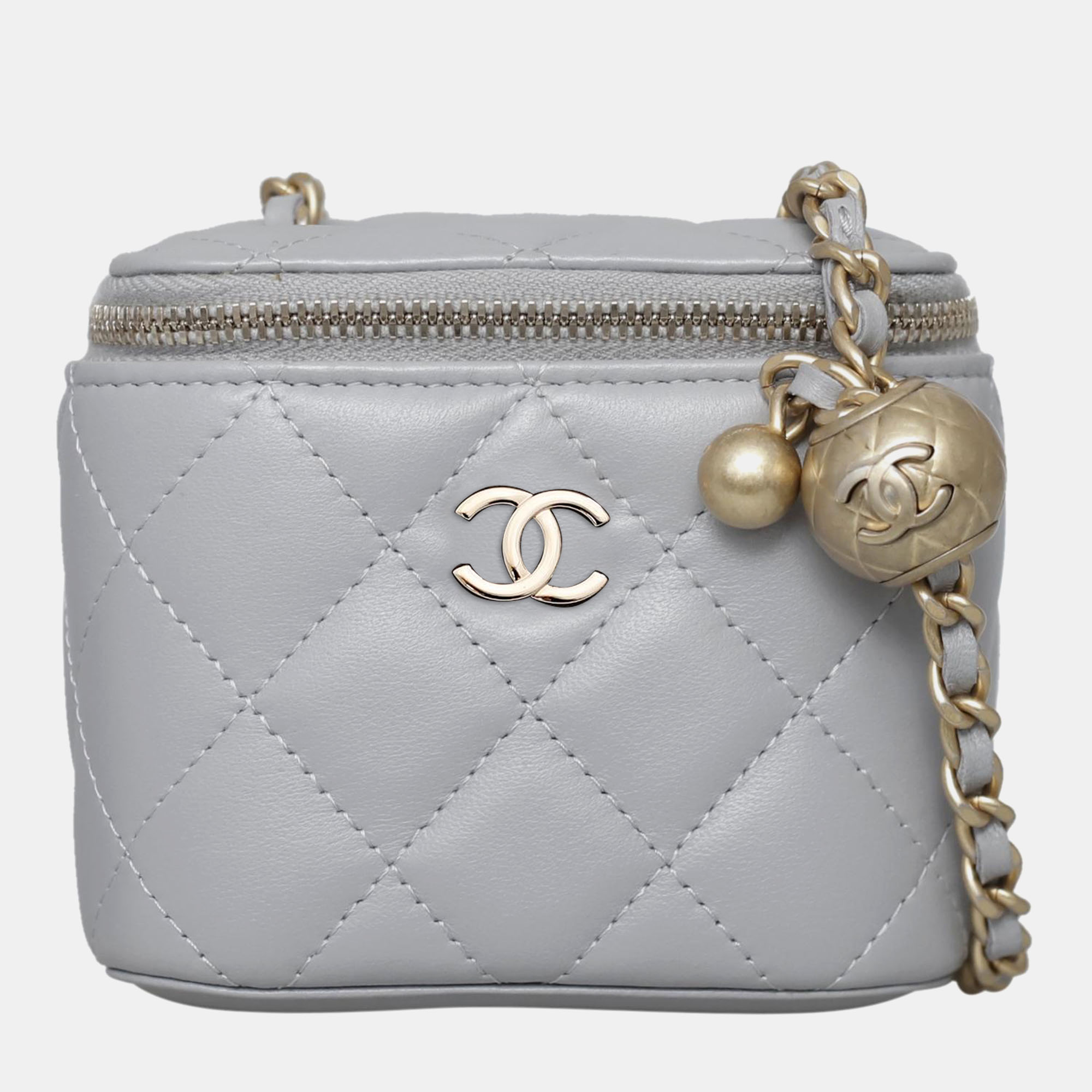 Chanel grey pearl crush mini vanity bag