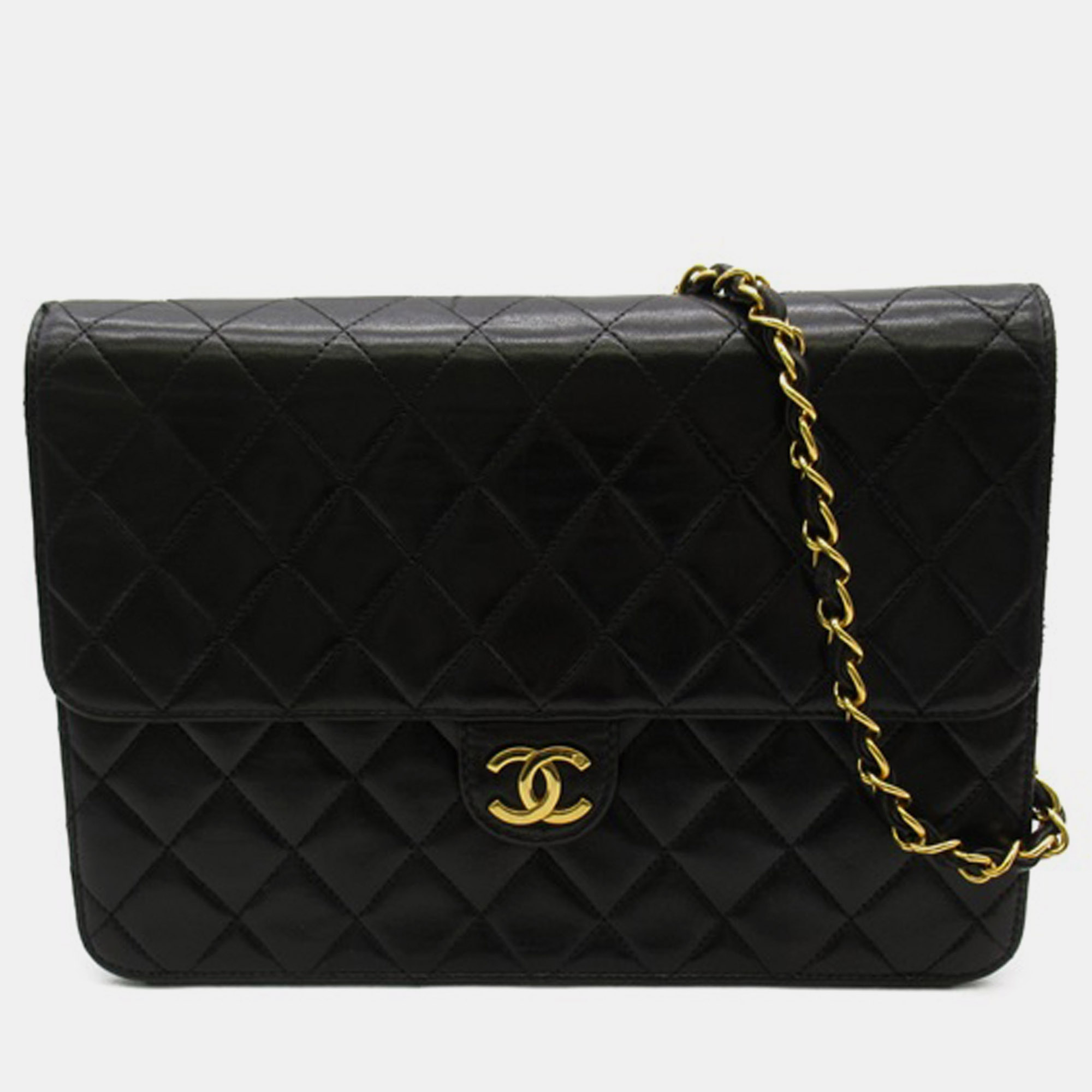 Chanel cc quilted lambskin single flap