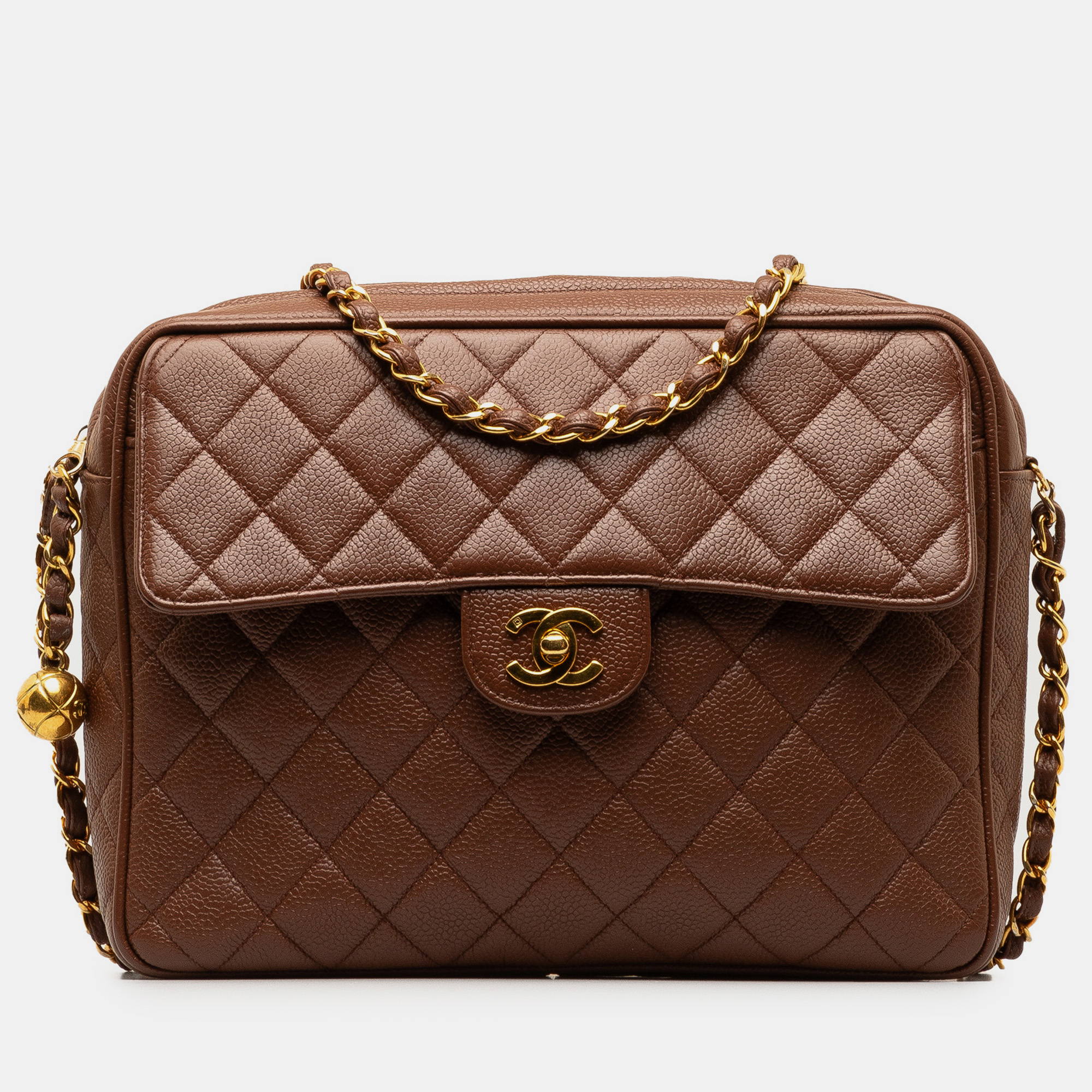 Chanel cc quilted caviar flap