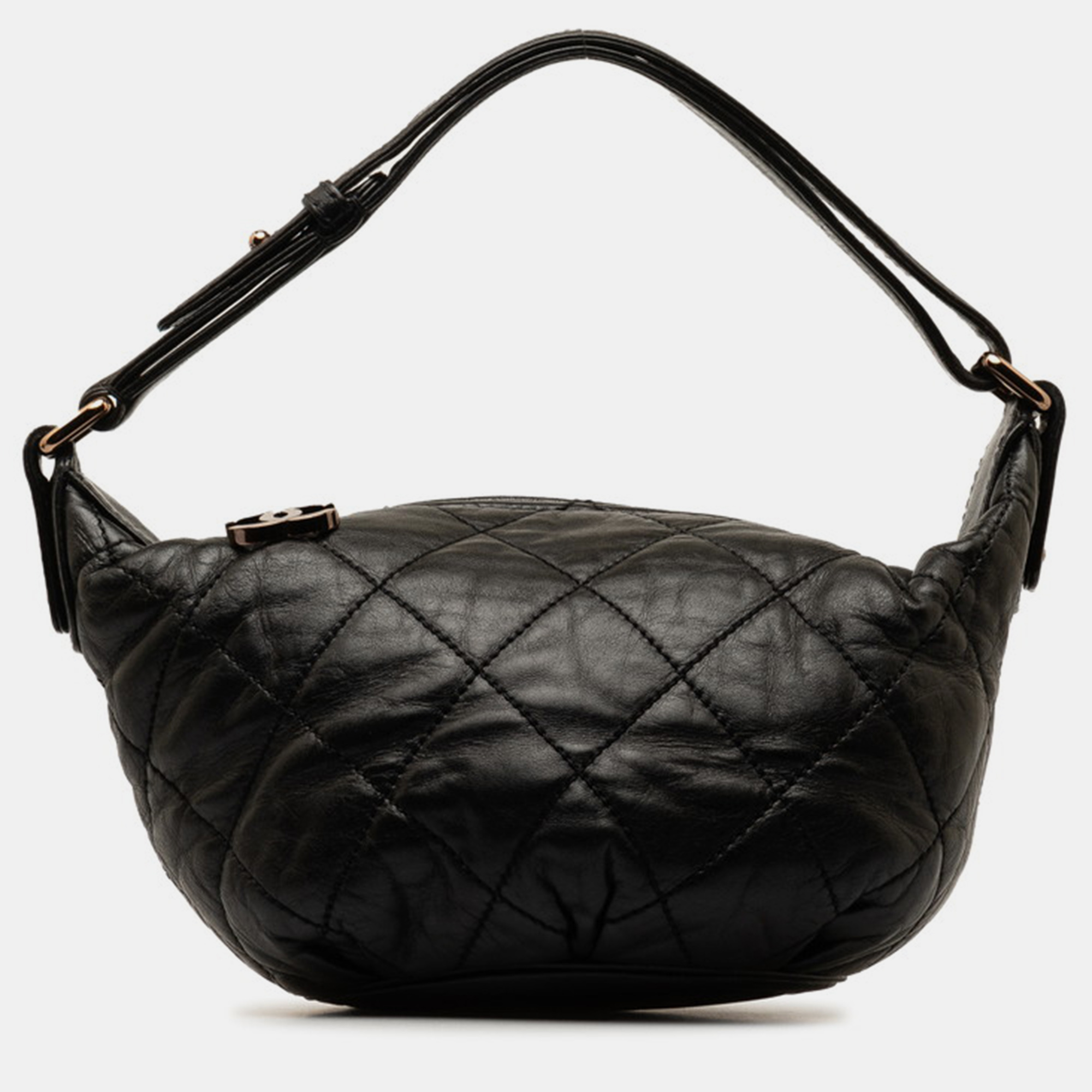Chanel black lambskin quilted cloudy bundle hobo