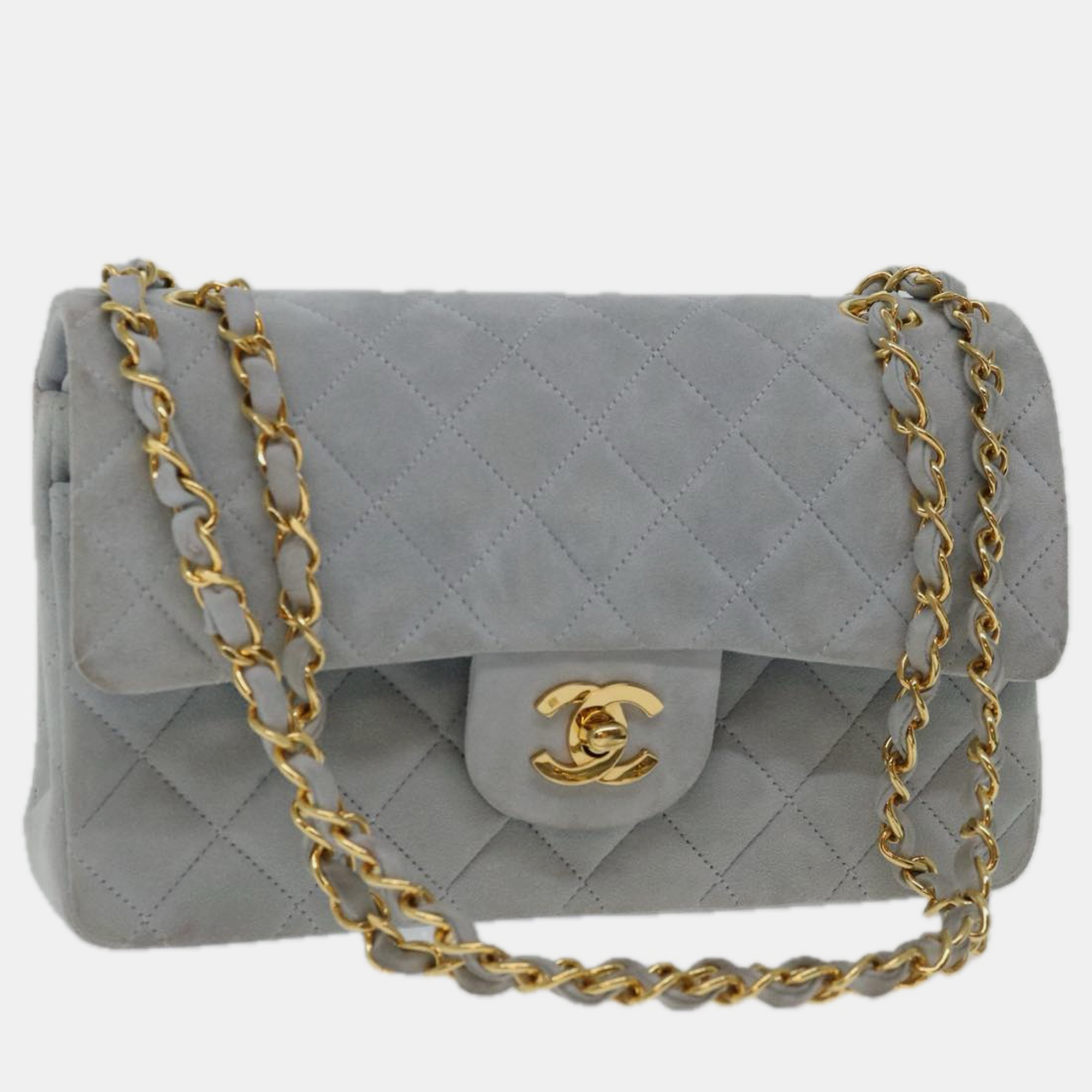 Chanel blue suede timeless shoulder bag