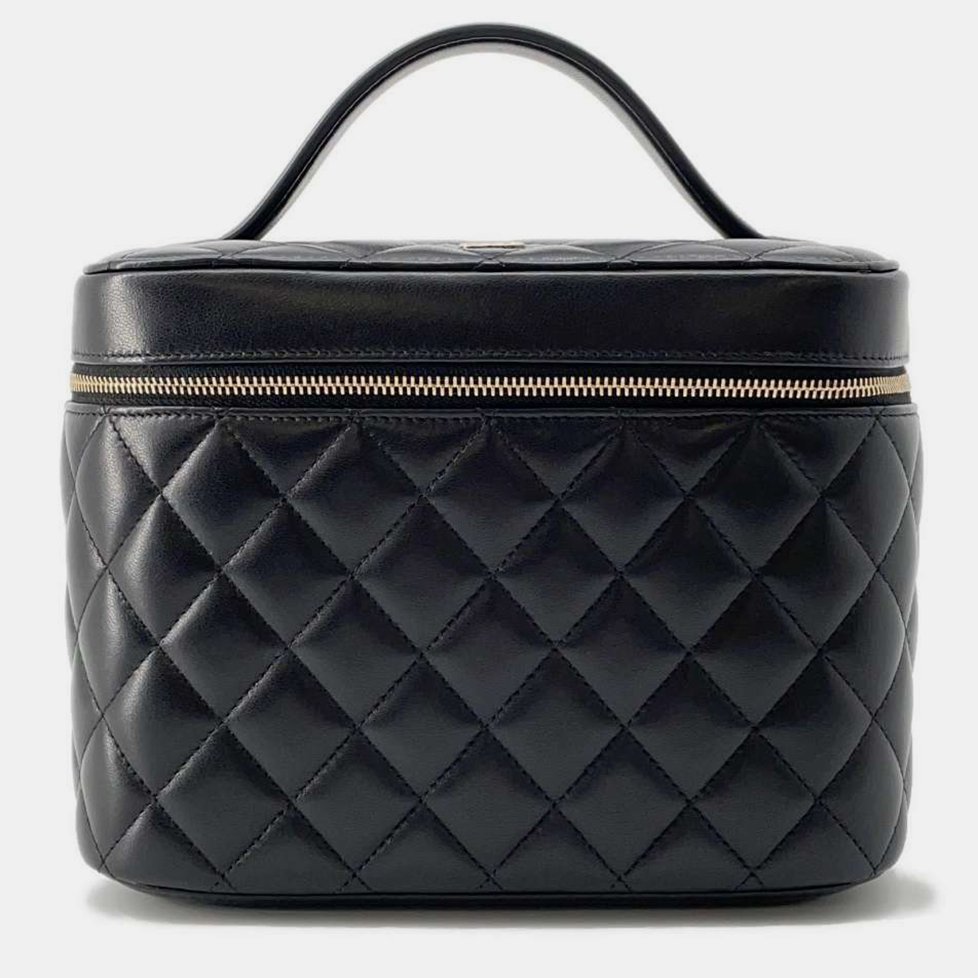 Chanel black leather  vanity case clutch