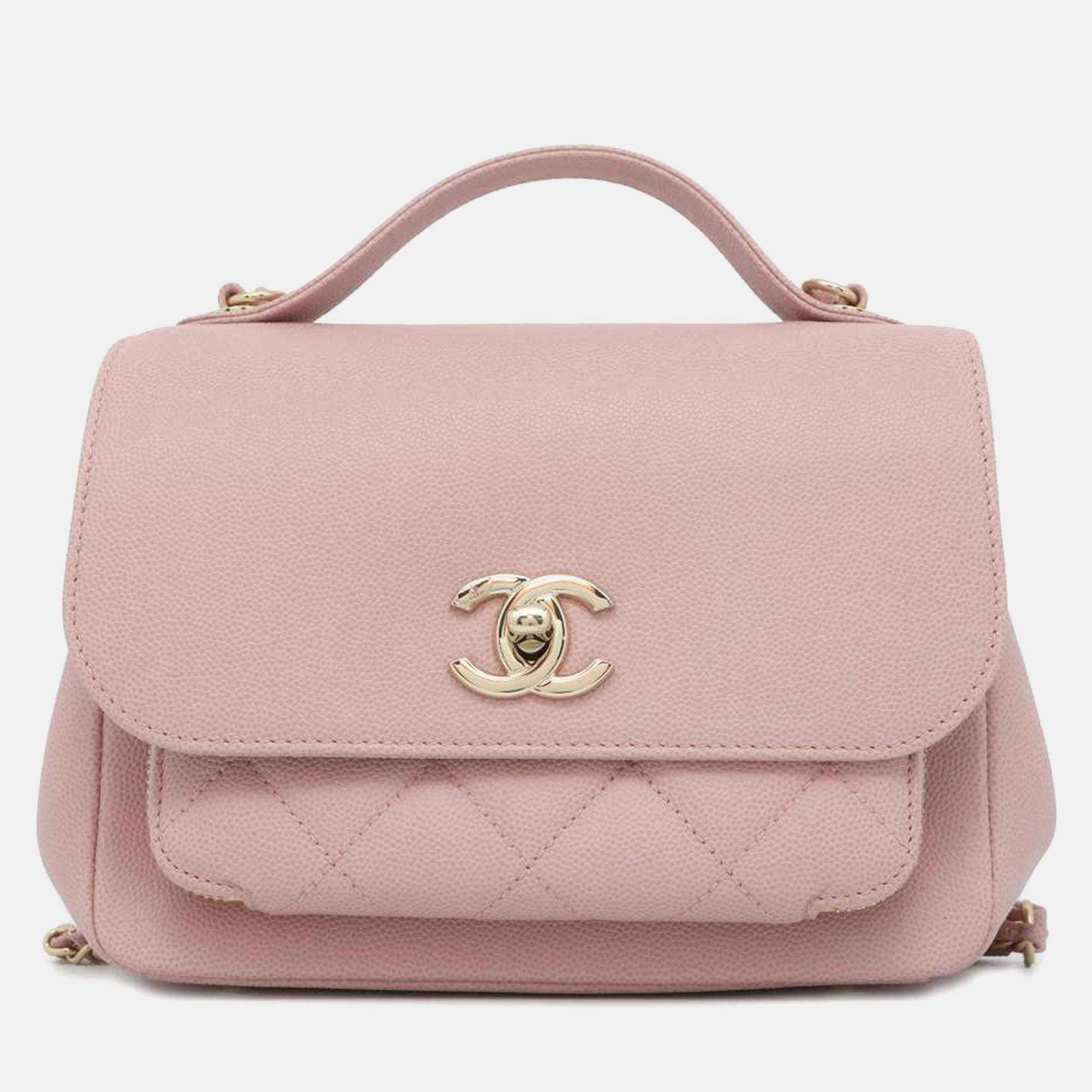 Chanel pink caviar leather business affinity flap bag