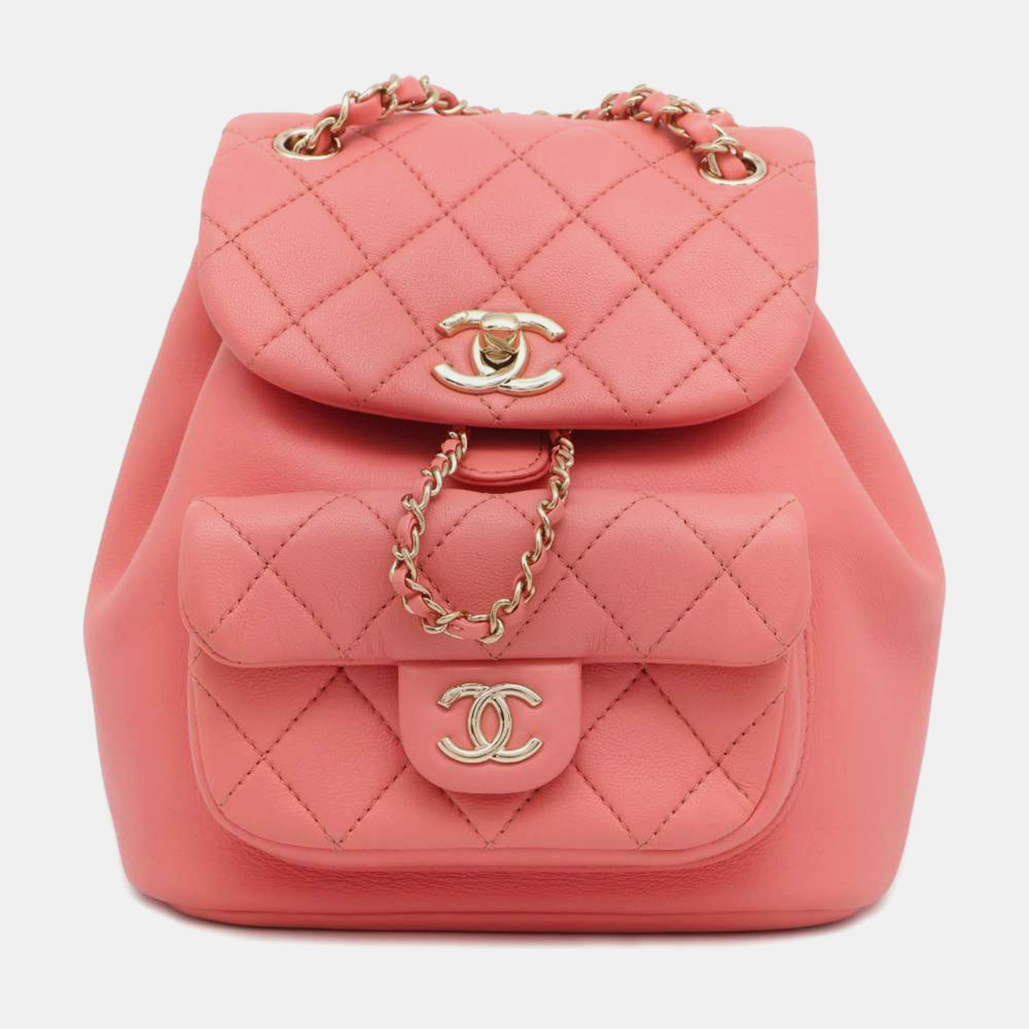 Chanel pink leather cc backpack