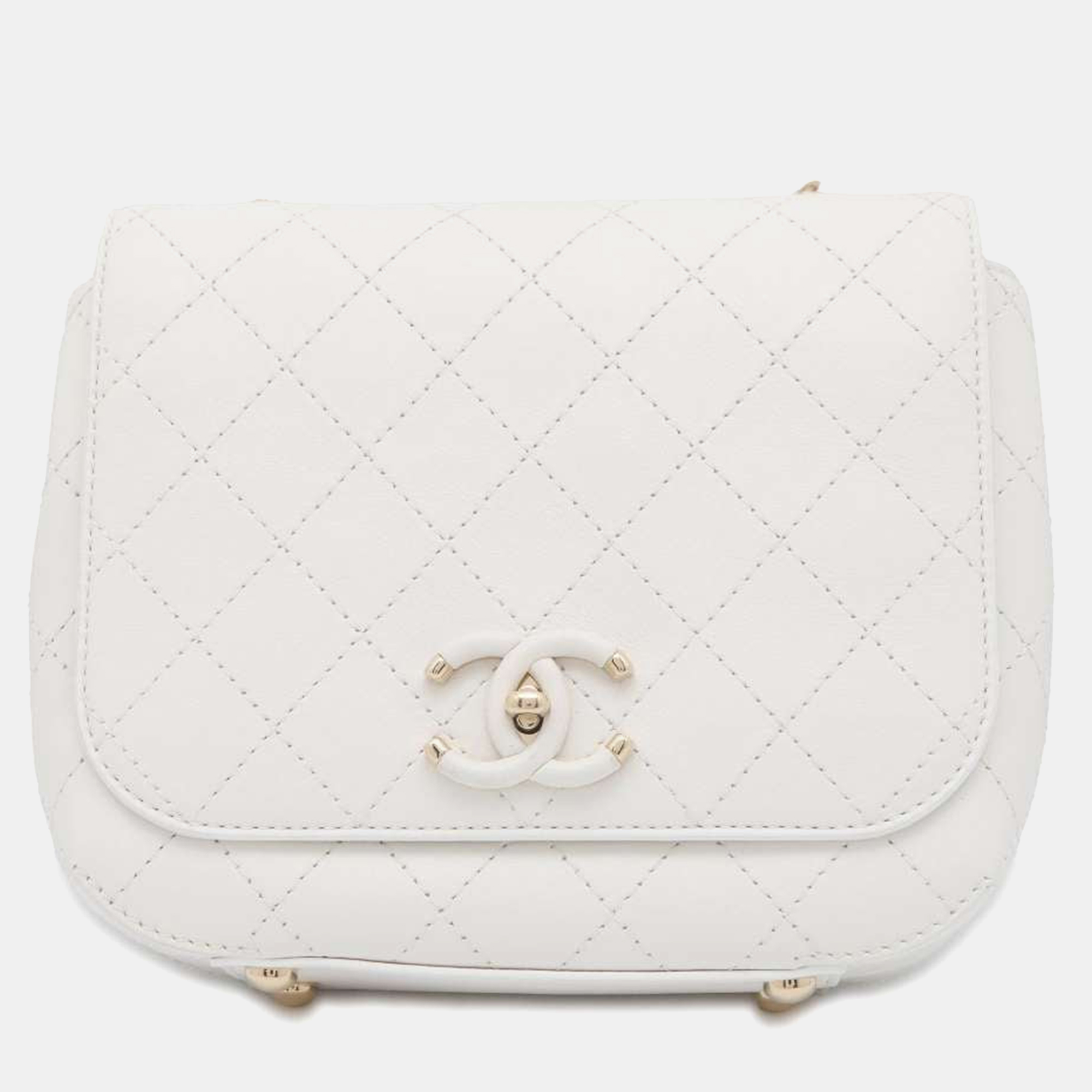 Chanel white leather  chain shoulder bag