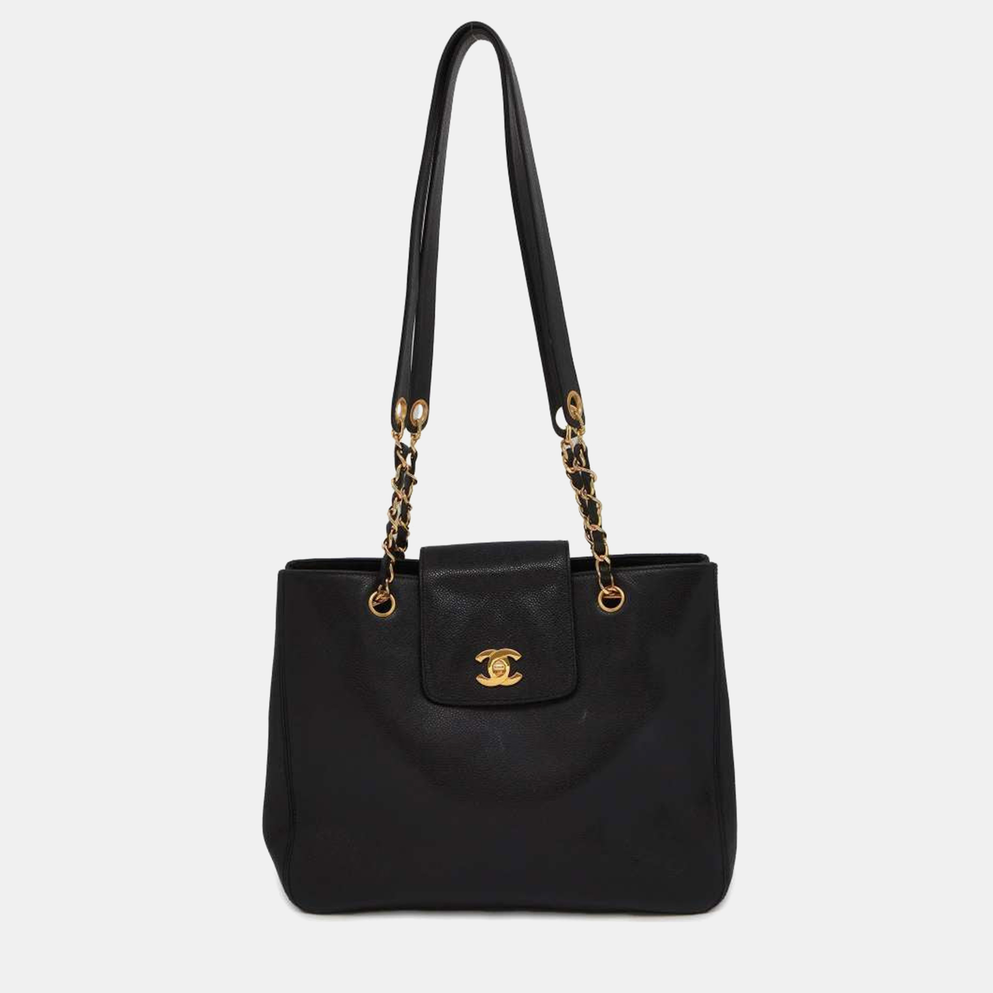 Chanel black caviar leather supermodel bag