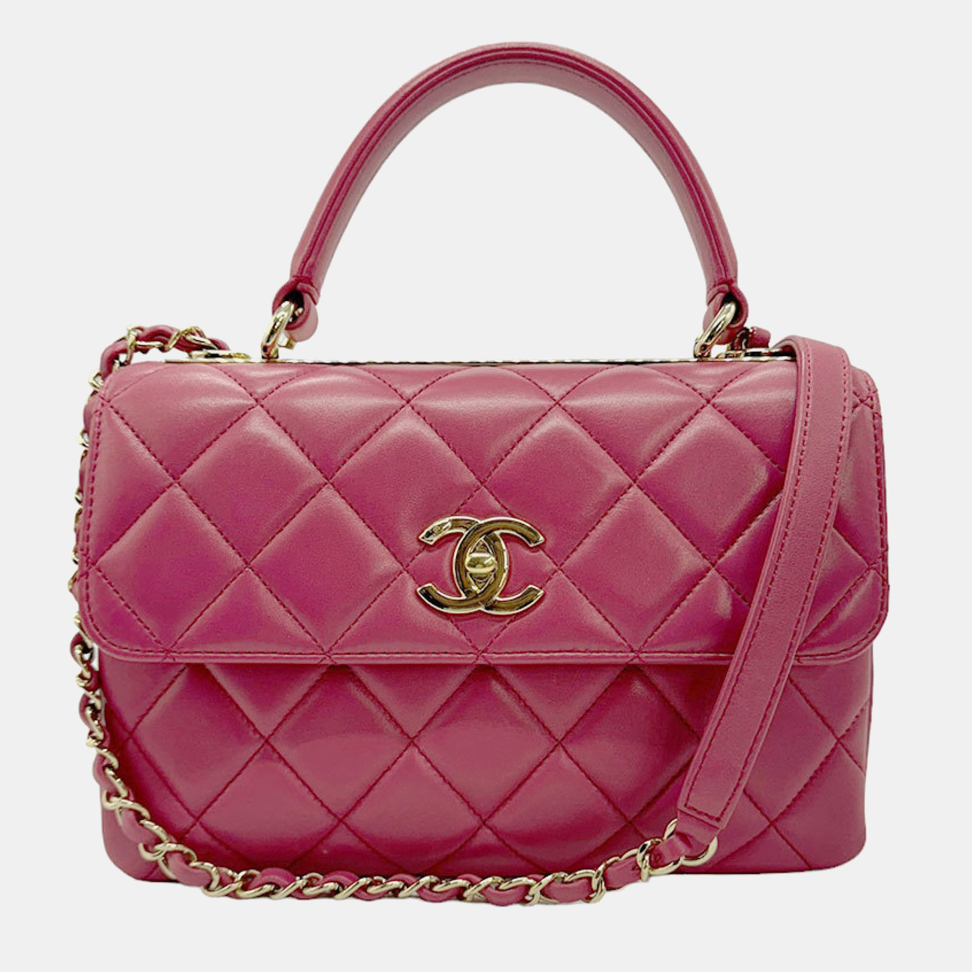 Chanel pink leather medium trendy cc shoulder bag