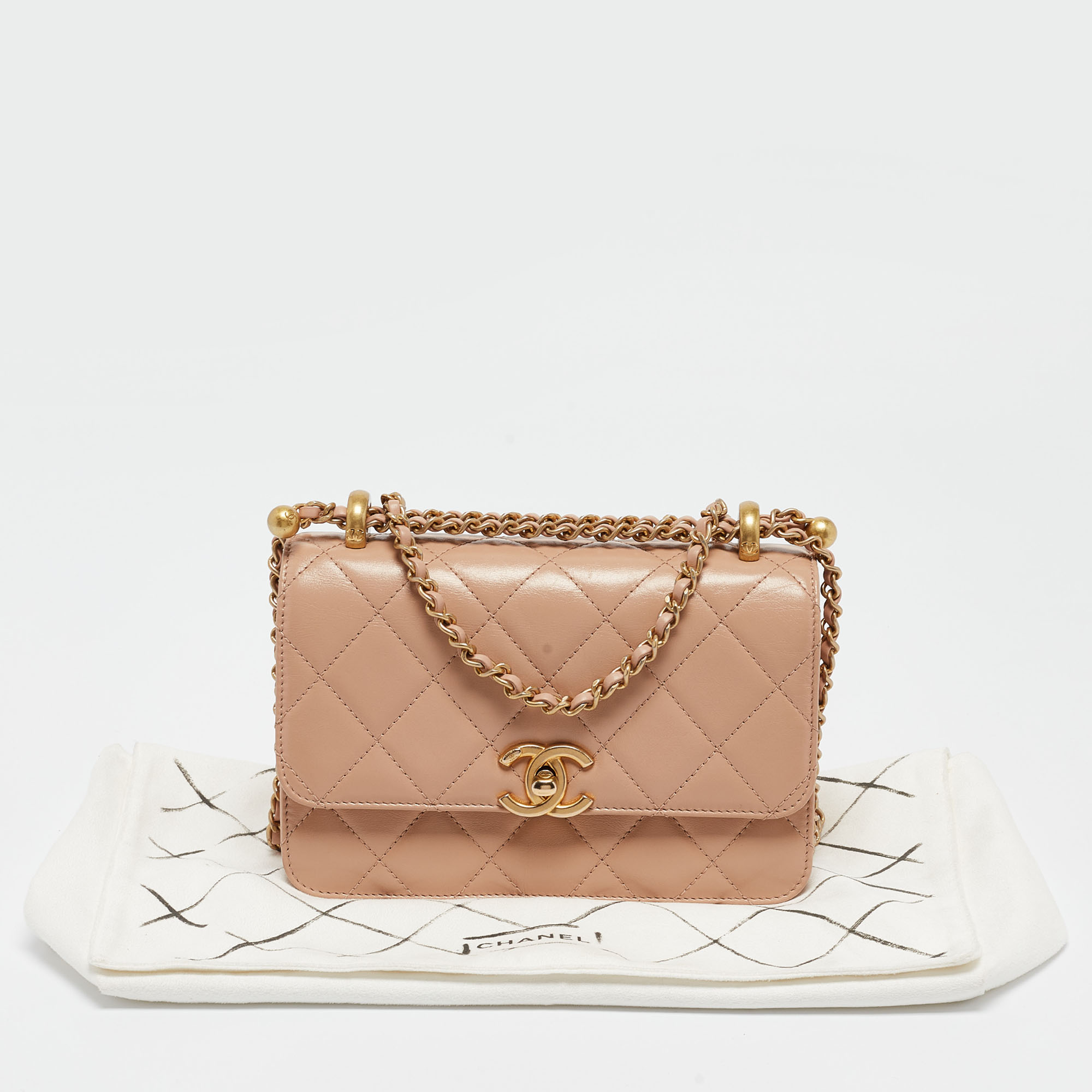 Chanel Beige Quilted Leather Perfect Fit Flap Bag