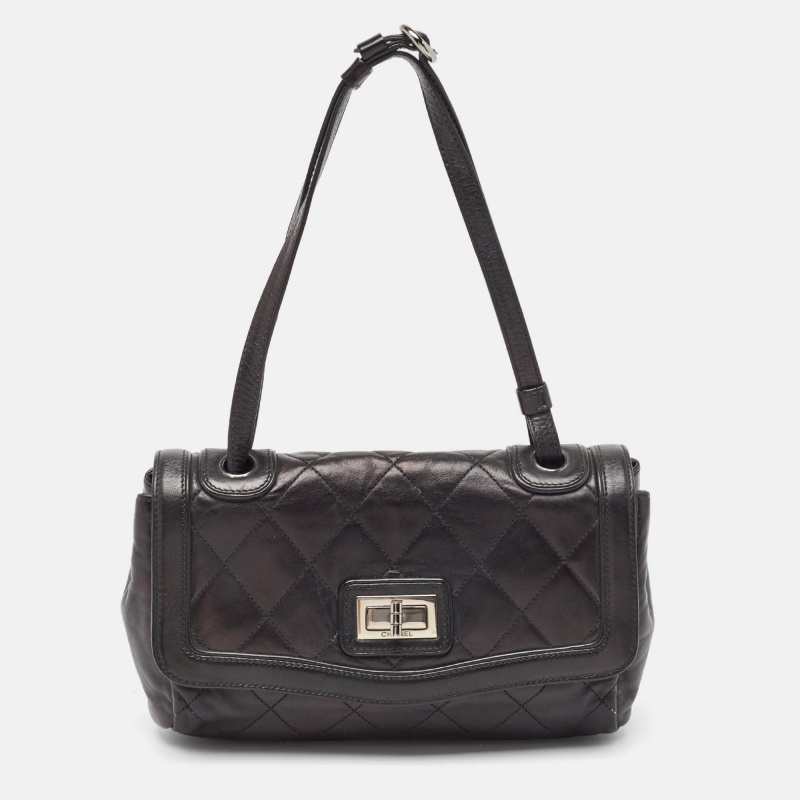 Chanel black quilted leather mademoiselle shoulder bag
