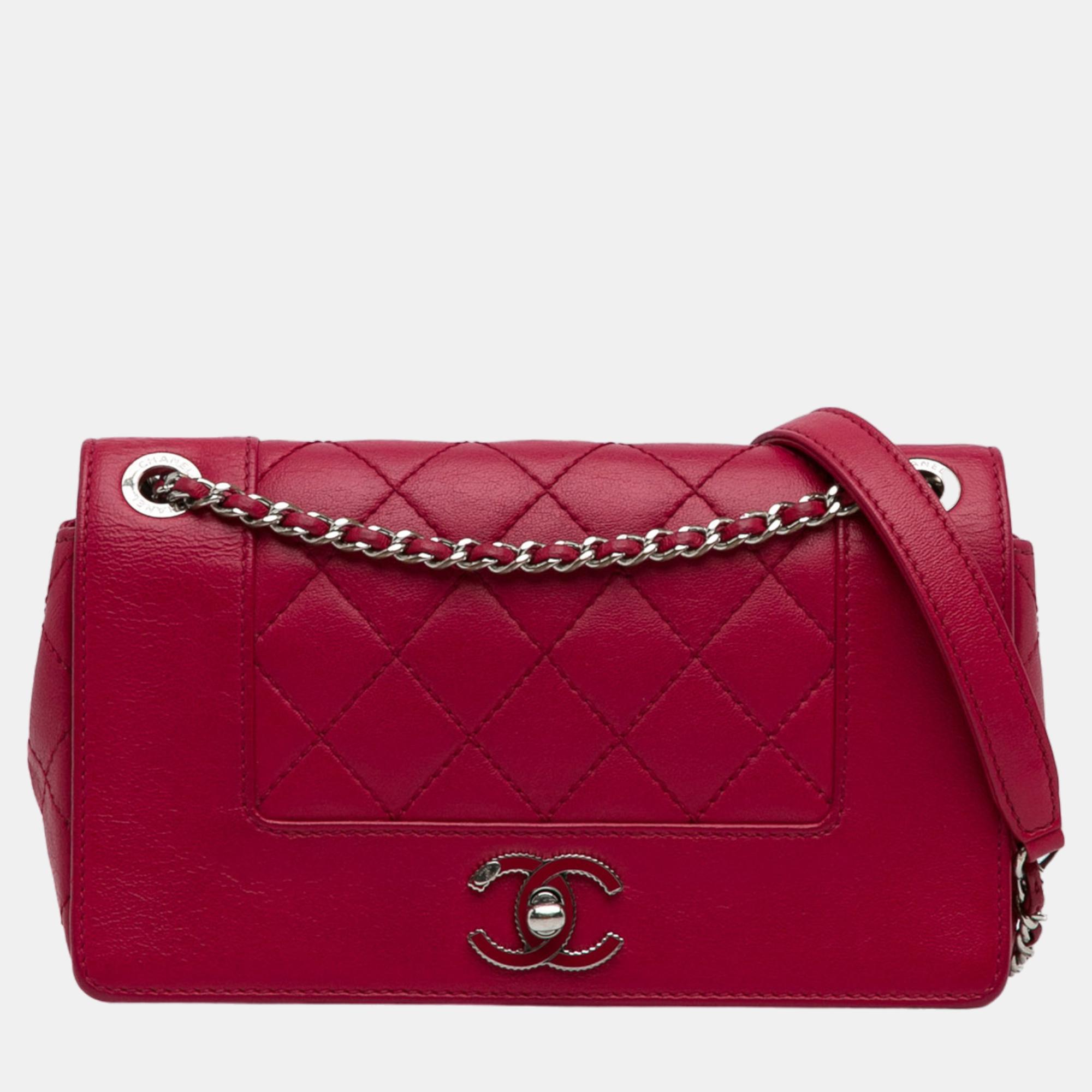 Chanel red small mademoiselle vintage quilted flap