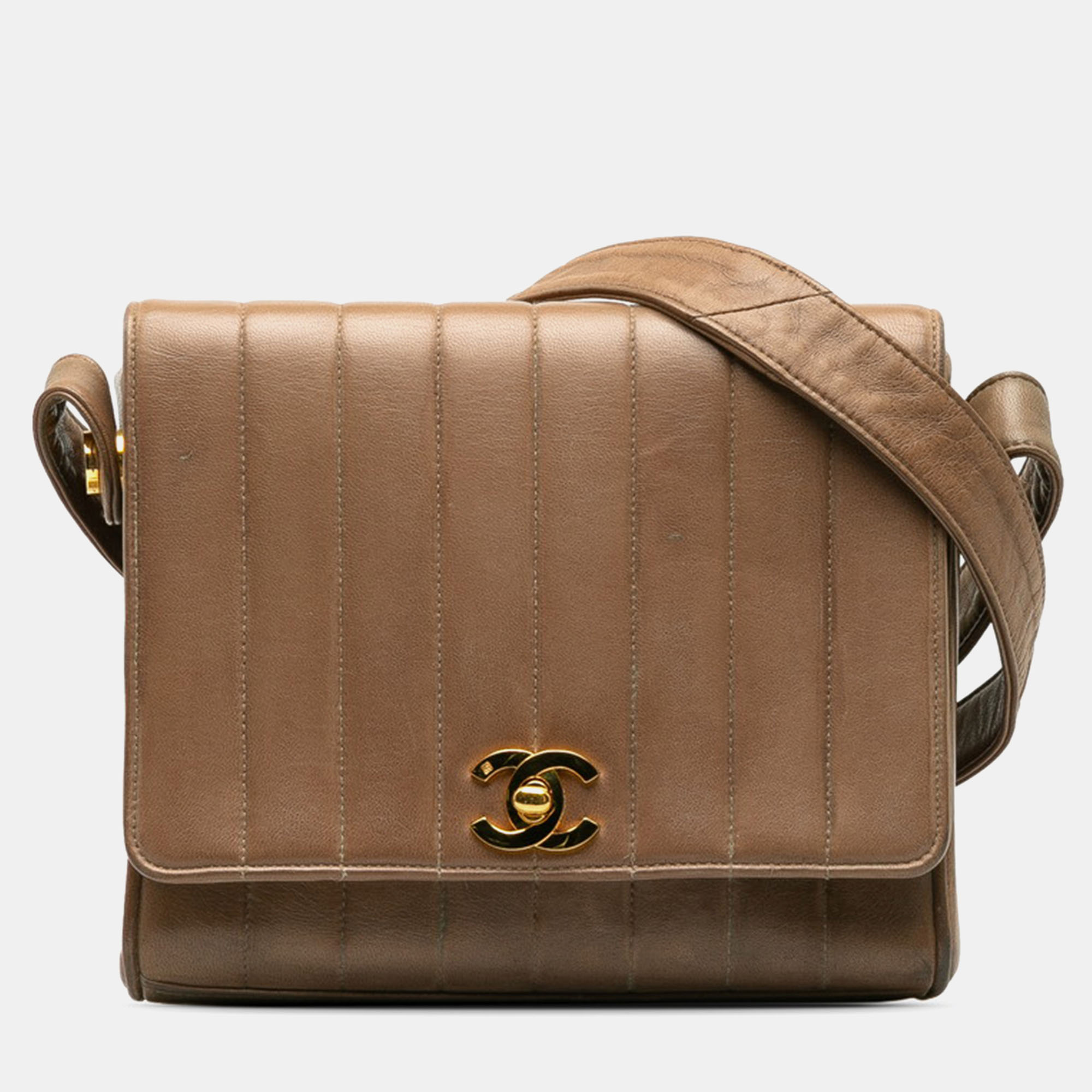 Chanel brown leather vertical classic flap bag