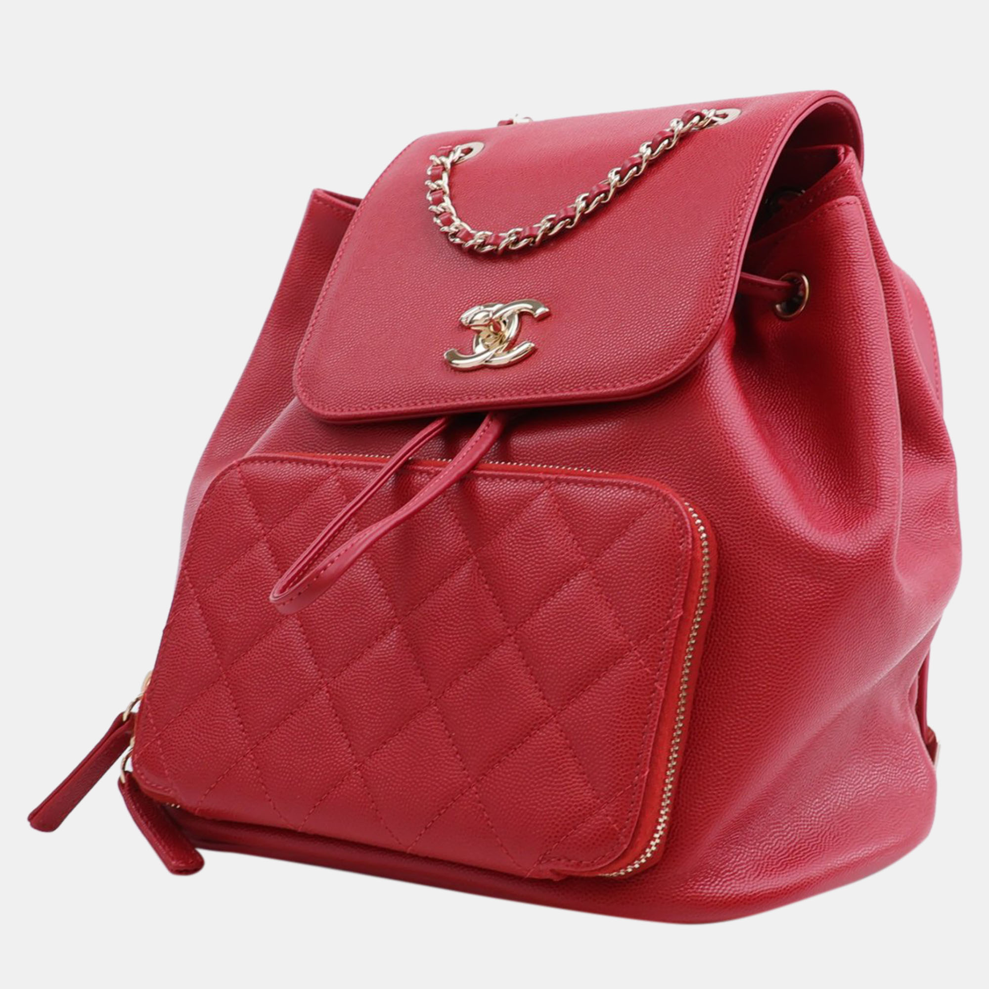 Chanel Red Caviar Leather Business Affinity Backpack