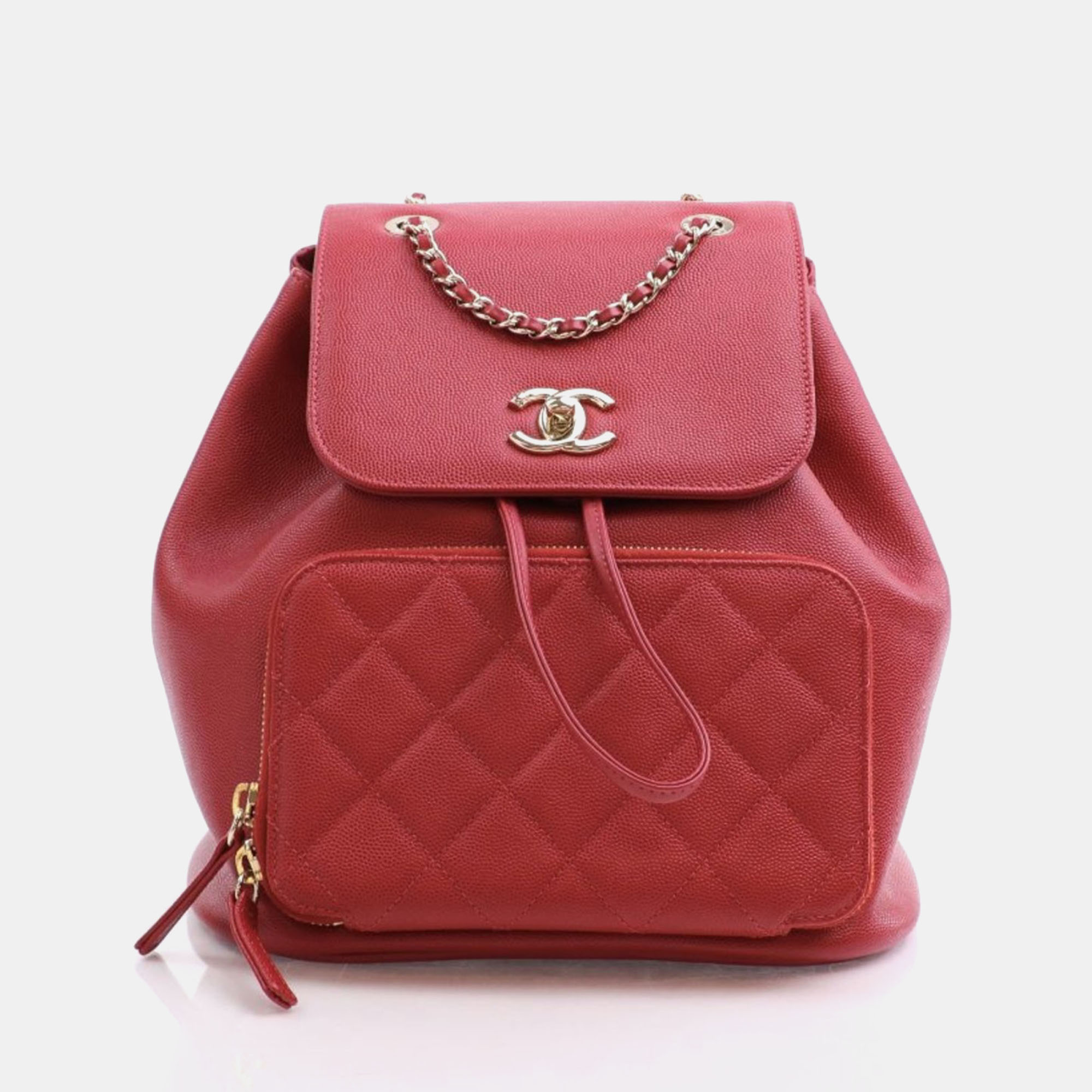Chanel red caviar leather business affinity backpack