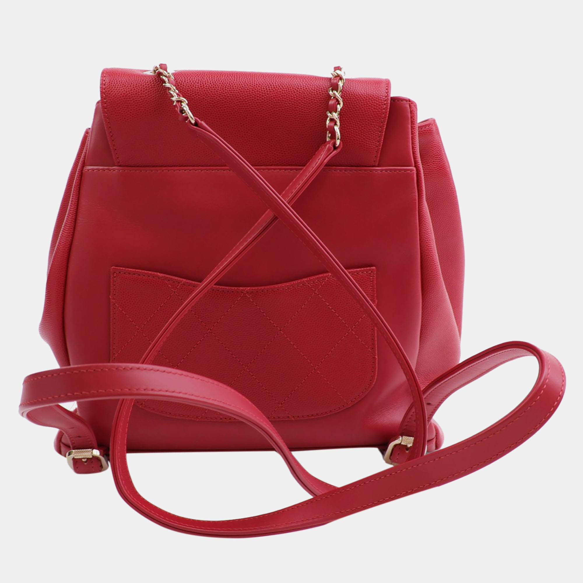 Chanel Red Caviar Leather Business Affinity Backpack