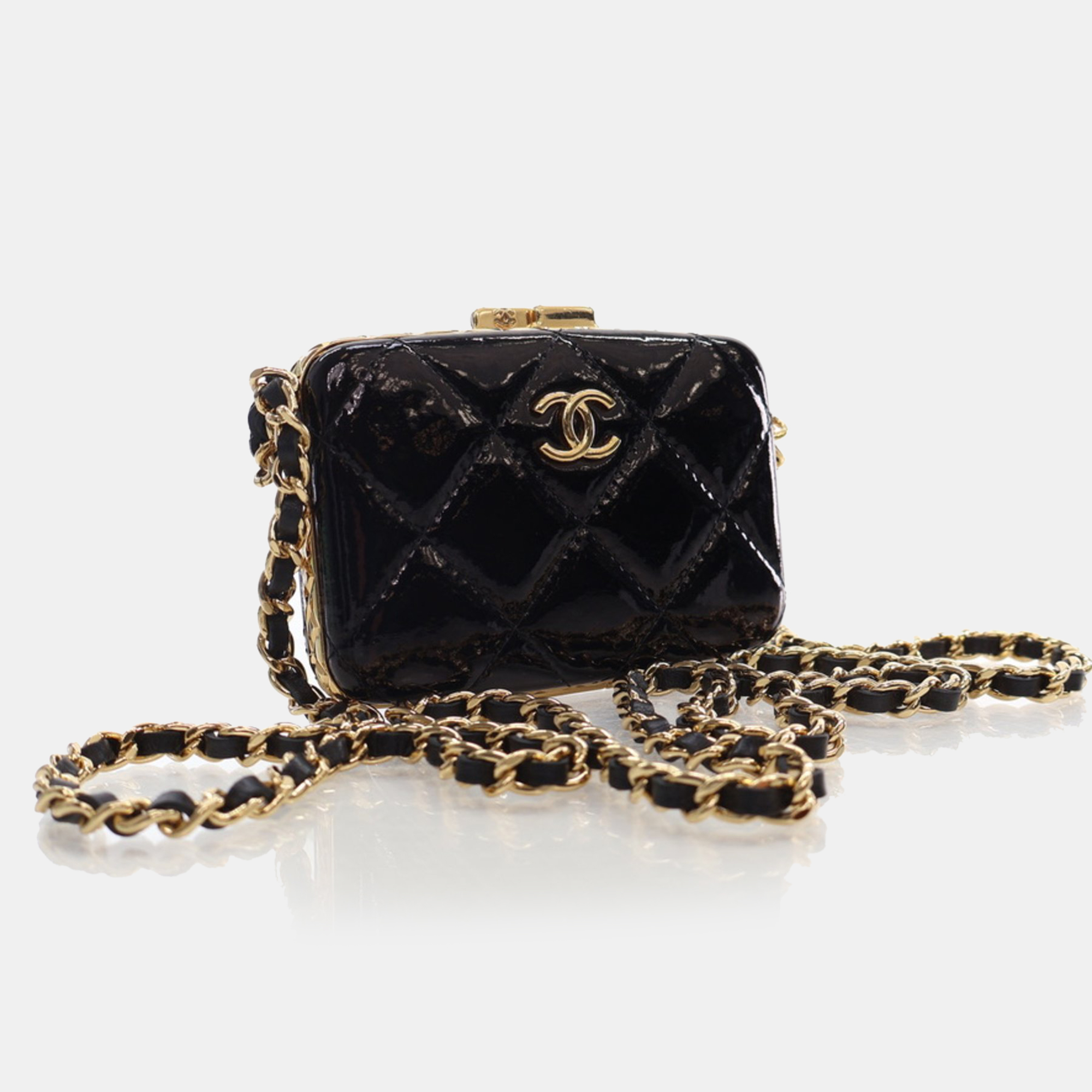 Chanel Black Patent Vanity Carholder