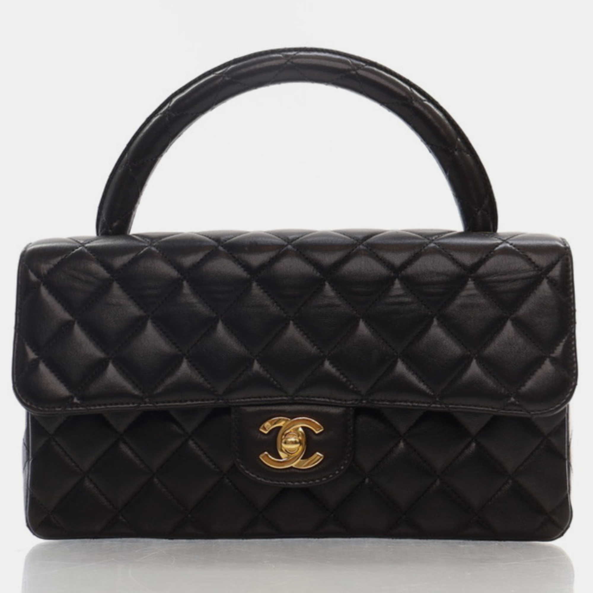Chanel black lambskin medium kelly flap bag