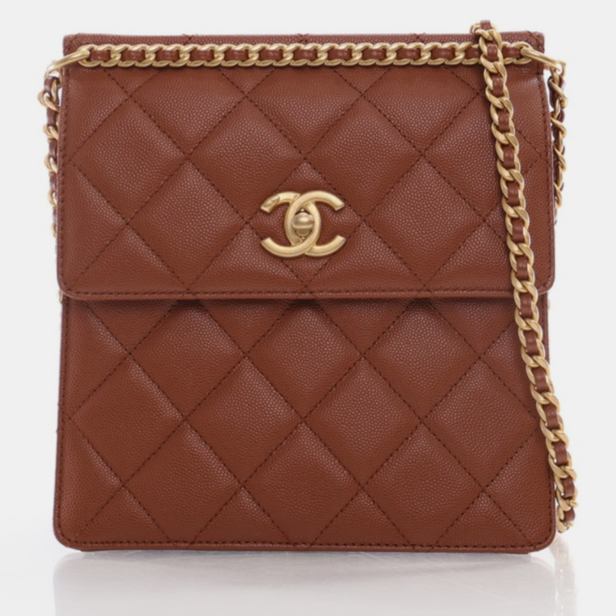 Chanel caviar light brown quilted multi chain backpack