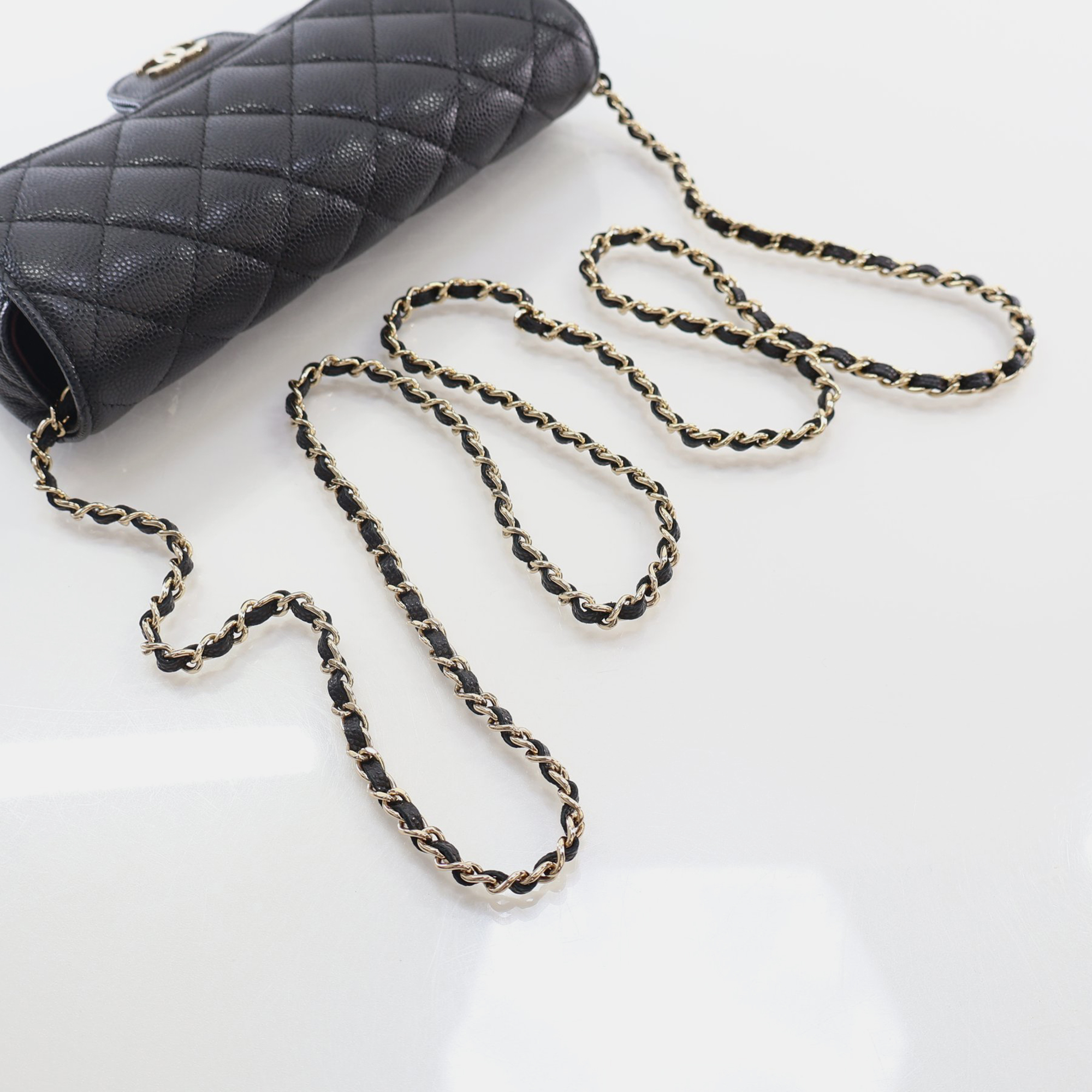 Chanel Black Caviar Glasses Case On Chain W/Tags