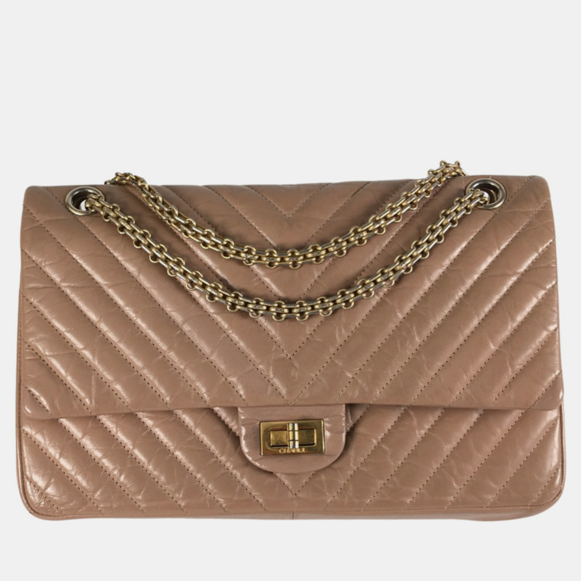 Chanel bronze chevron leather 226 reissue 2.55 flap bag