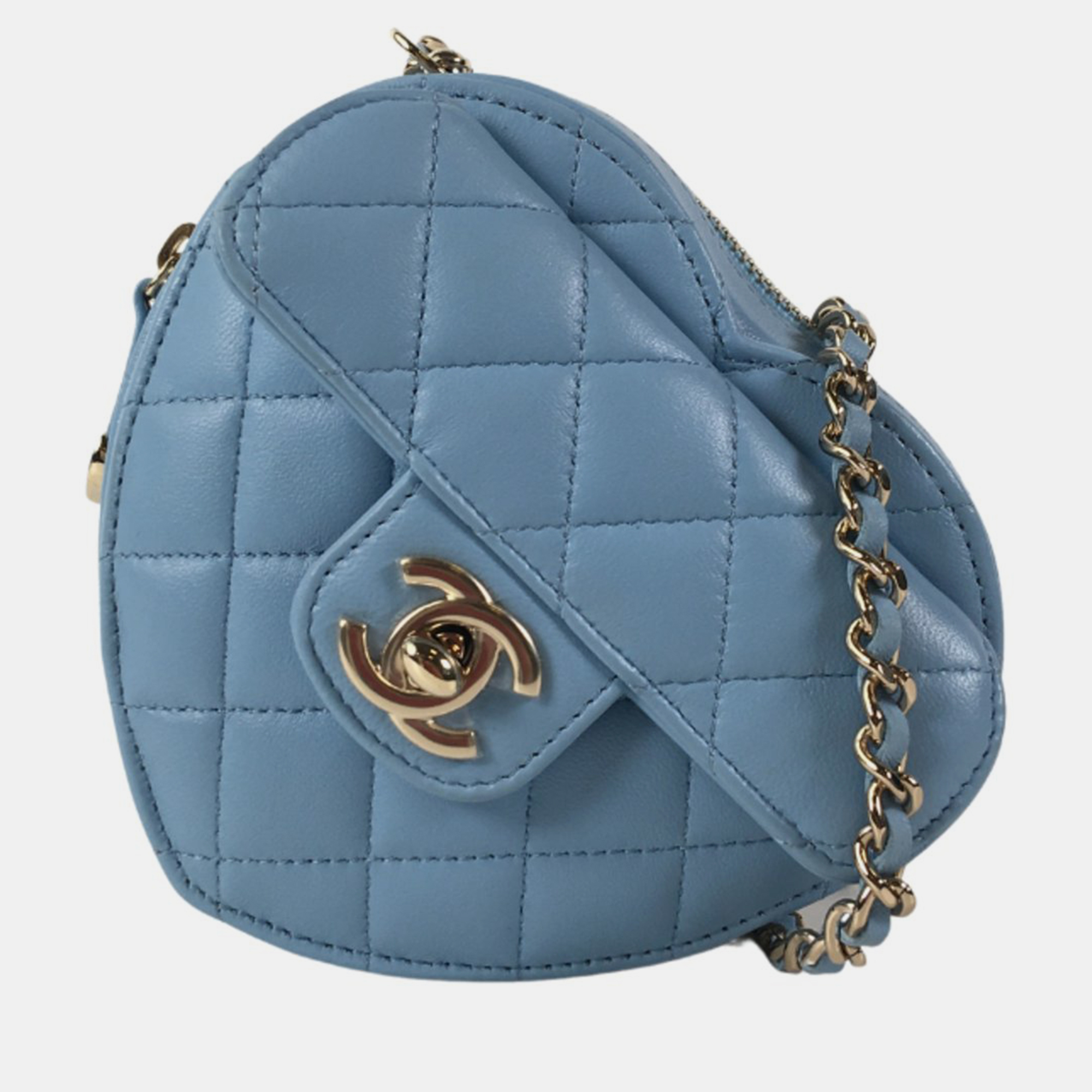 Chanel blue leather xs cc in love heart shoulder bags