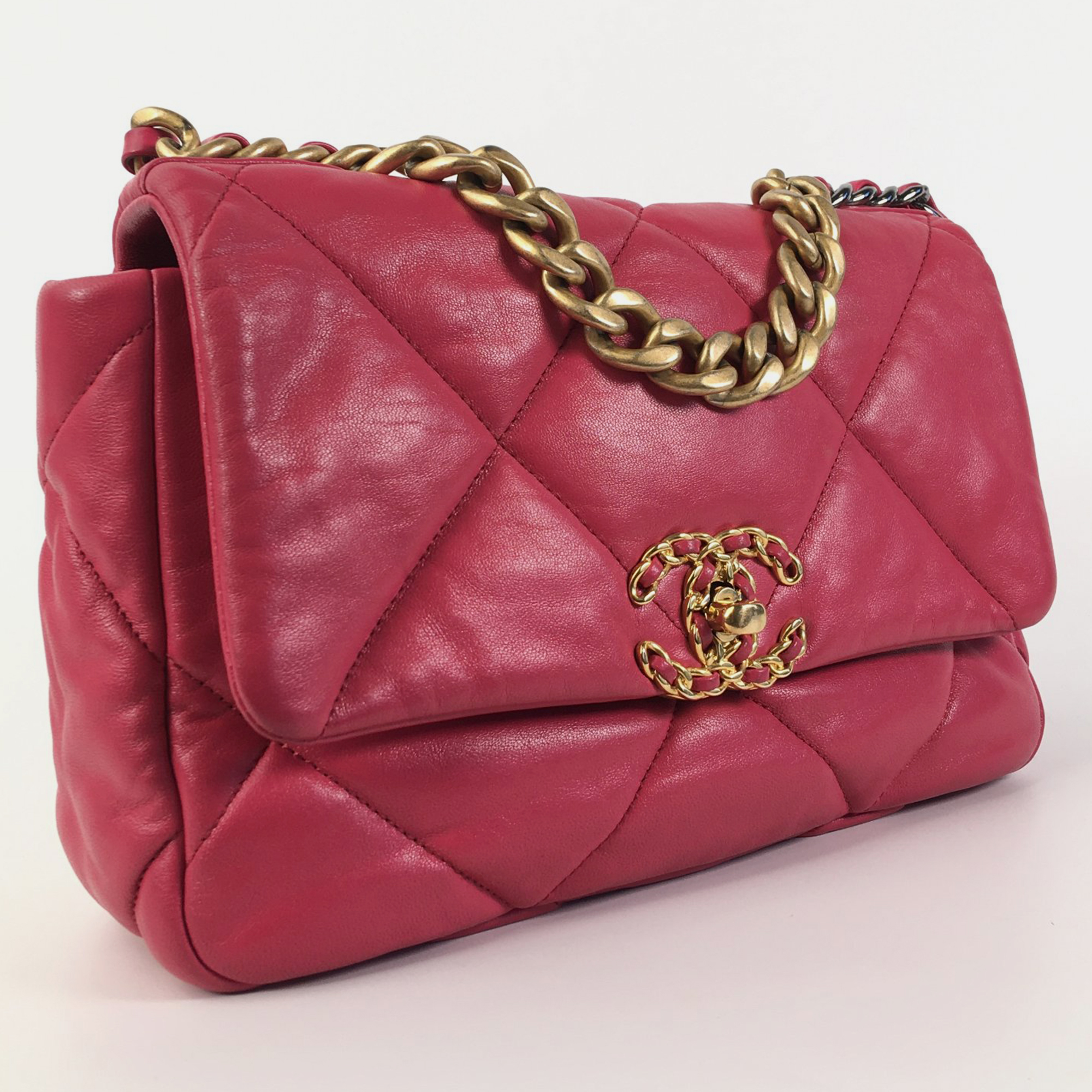 Chanel Pink Leather Small 19 Shoulder Bag