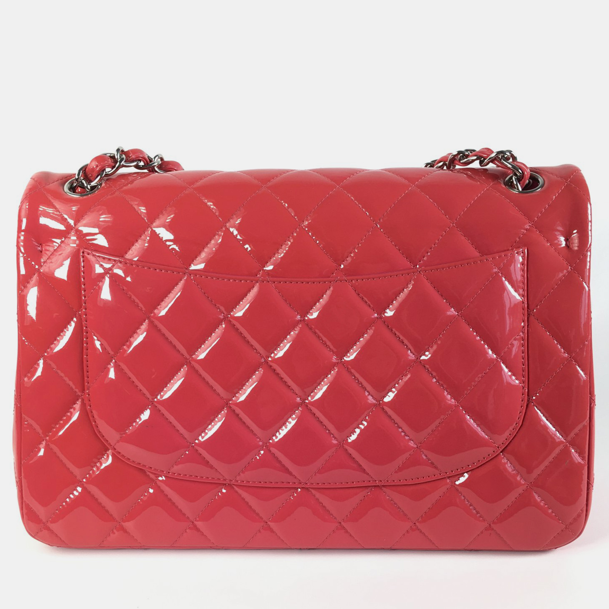 Chanel Red Patent Leather Jumbo Classic Double Flap Shoulder Bag