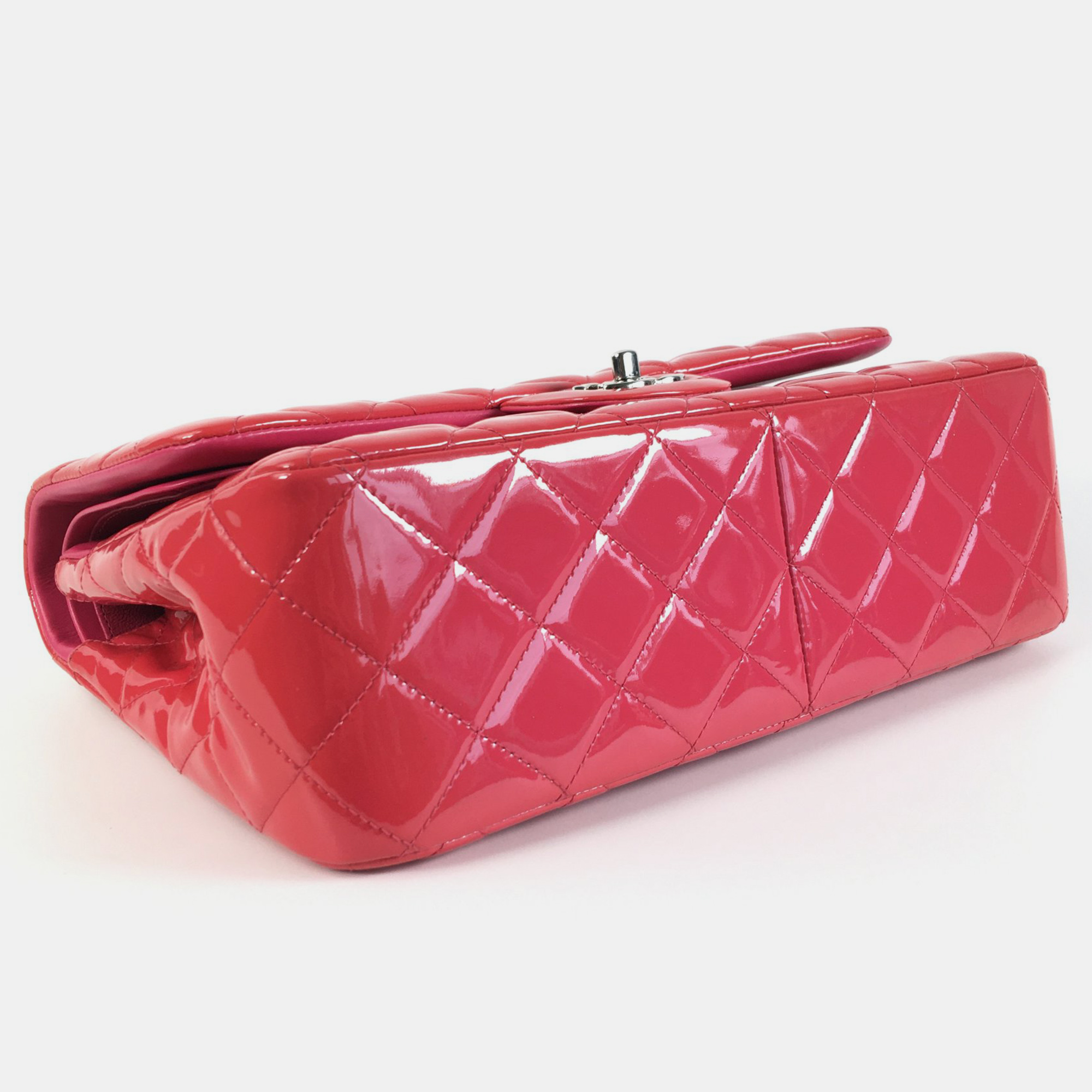 Chanel Red Patent Leather Jumbo Classic Double Flap Shoulder Bag