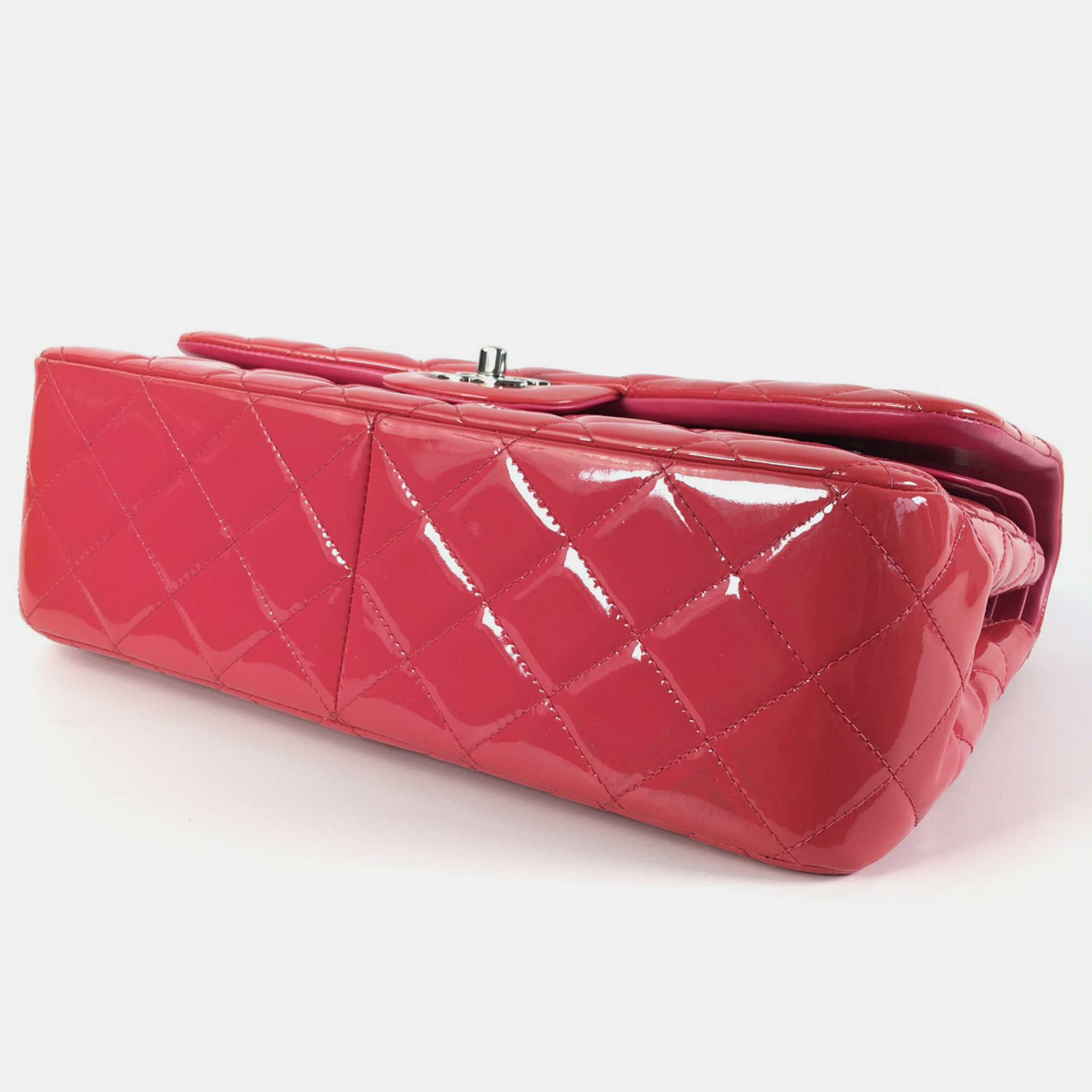 Chanel Red Patent Leather Jumbo Classic Double Flap Shoulder Bag