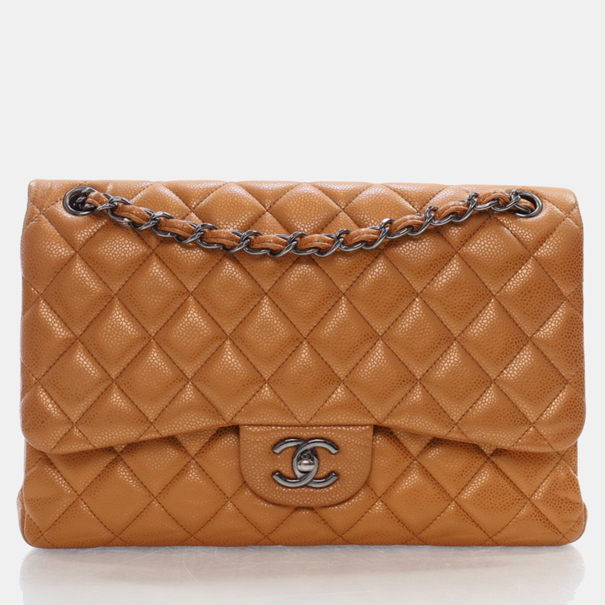 Chanel brpnze patent leather jumbo classic double flap shoulder bag