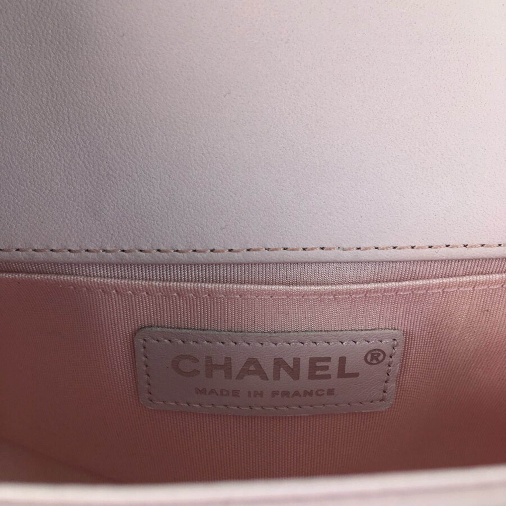 Chanel Pink Calfskin Leather Small Chevron Boy Bag