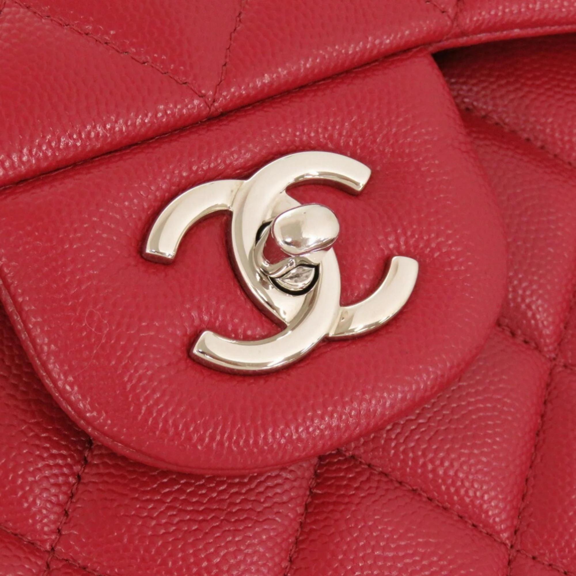 Chanel Red Leather Jumbo Classic Double Flap Bag