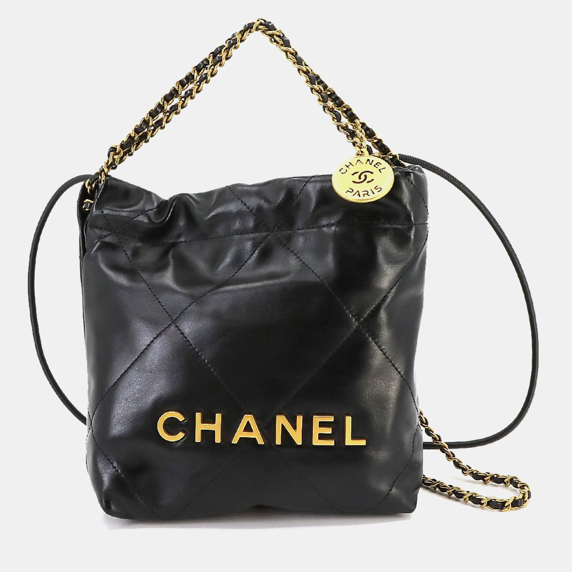 Chanel black leather mini 22 hobos