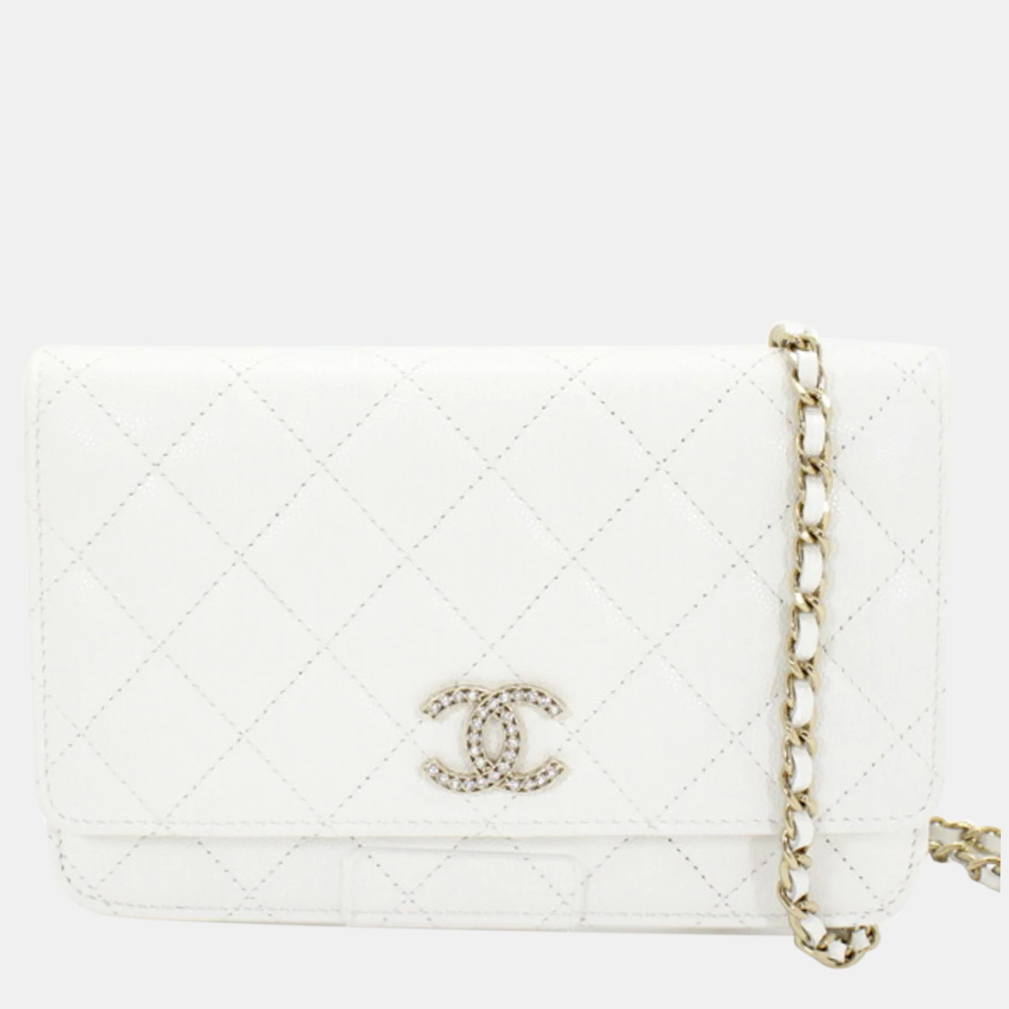Chanel white classic mini crossbody bag