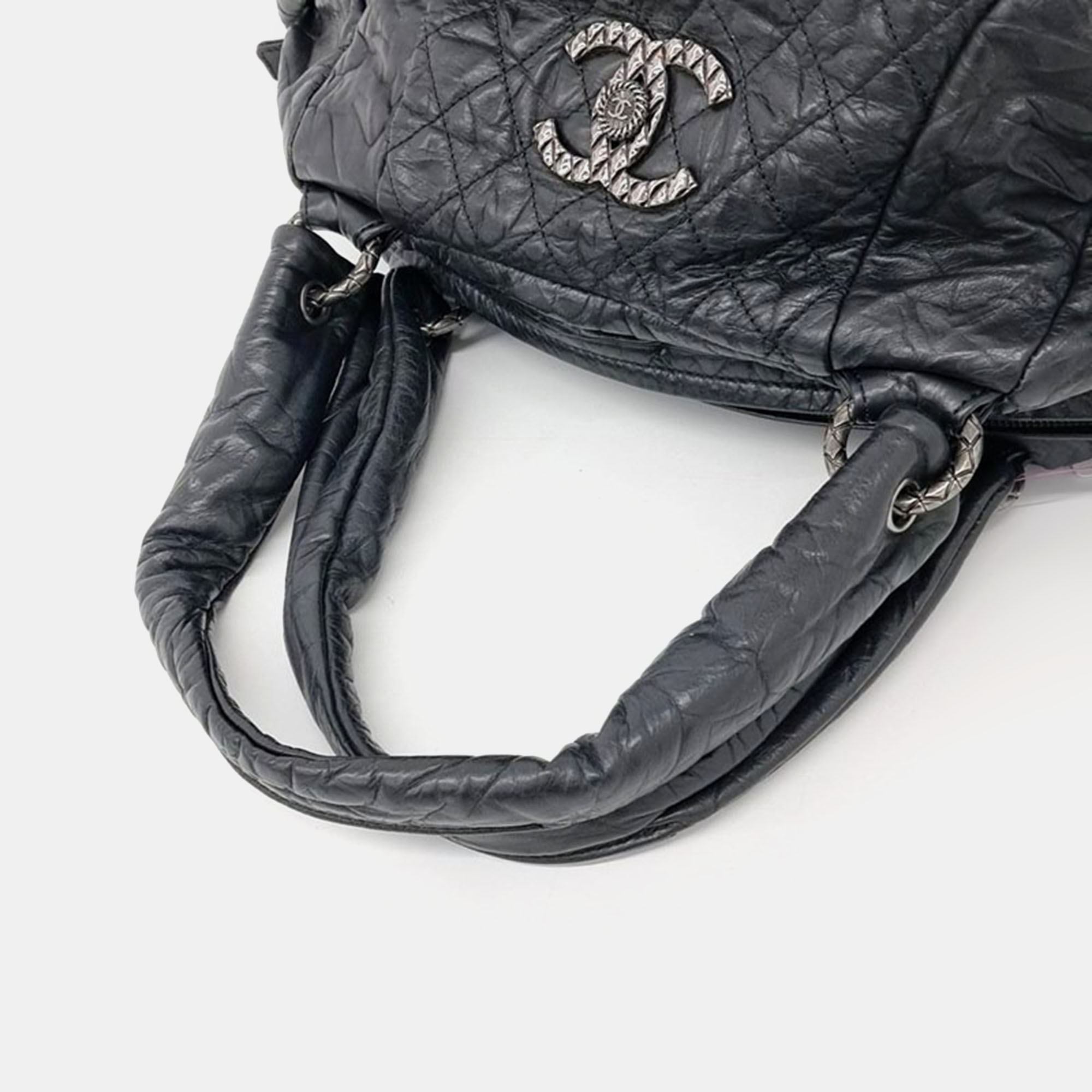 Chanel Black Leather Vintage Tote Bag