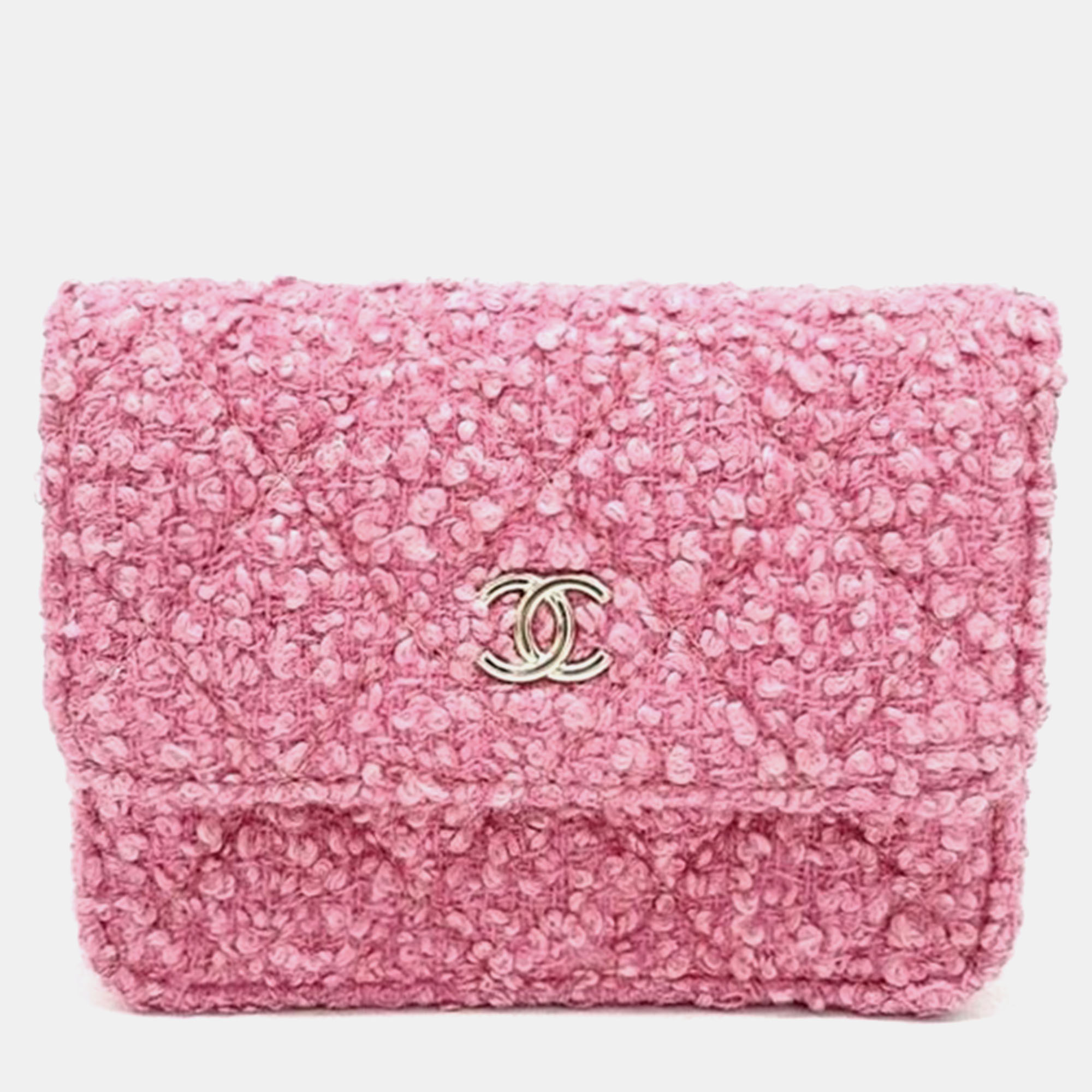 Chanel tweed mini chain belt bag
