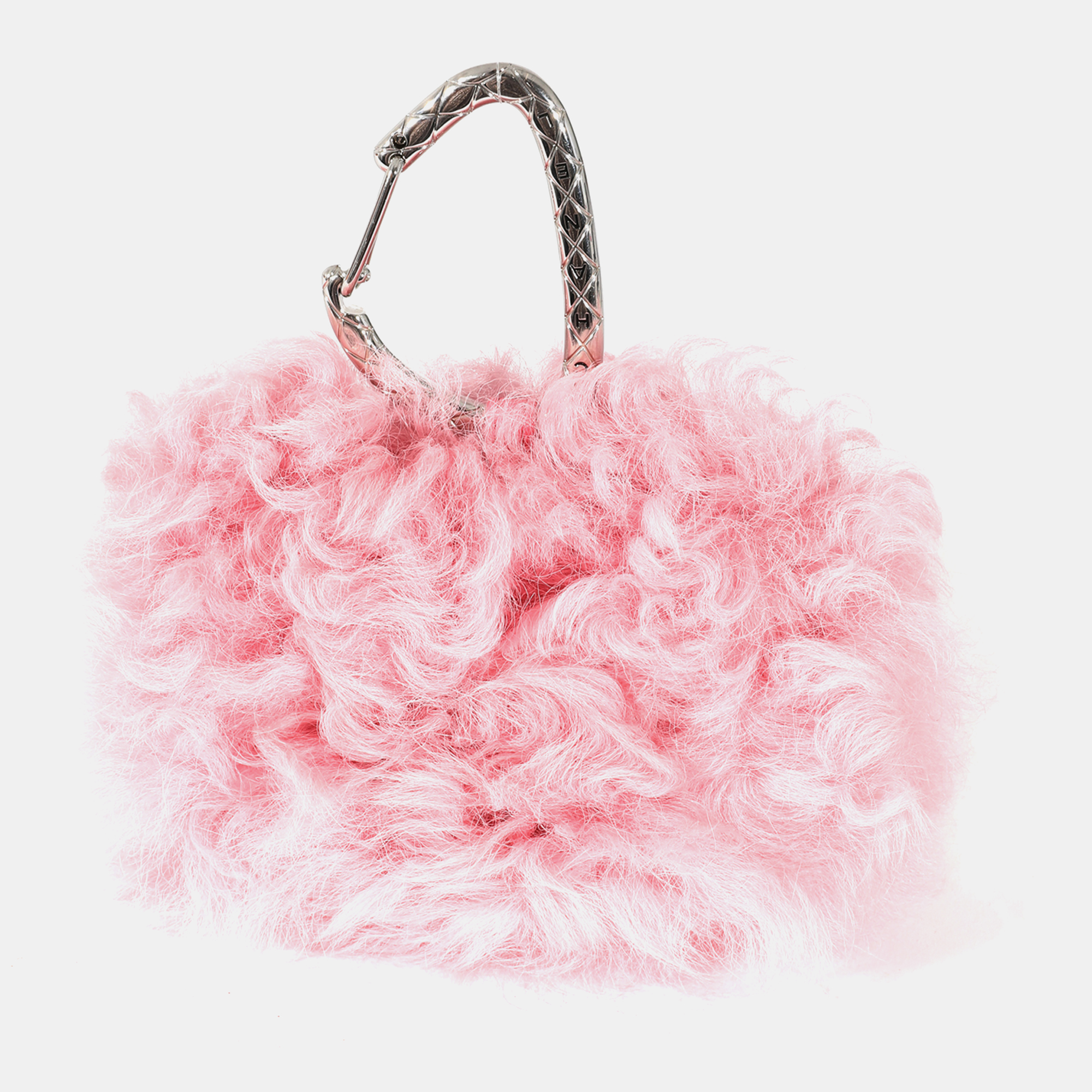 Chanel Pink Shearling Jewel Hook Card Holder