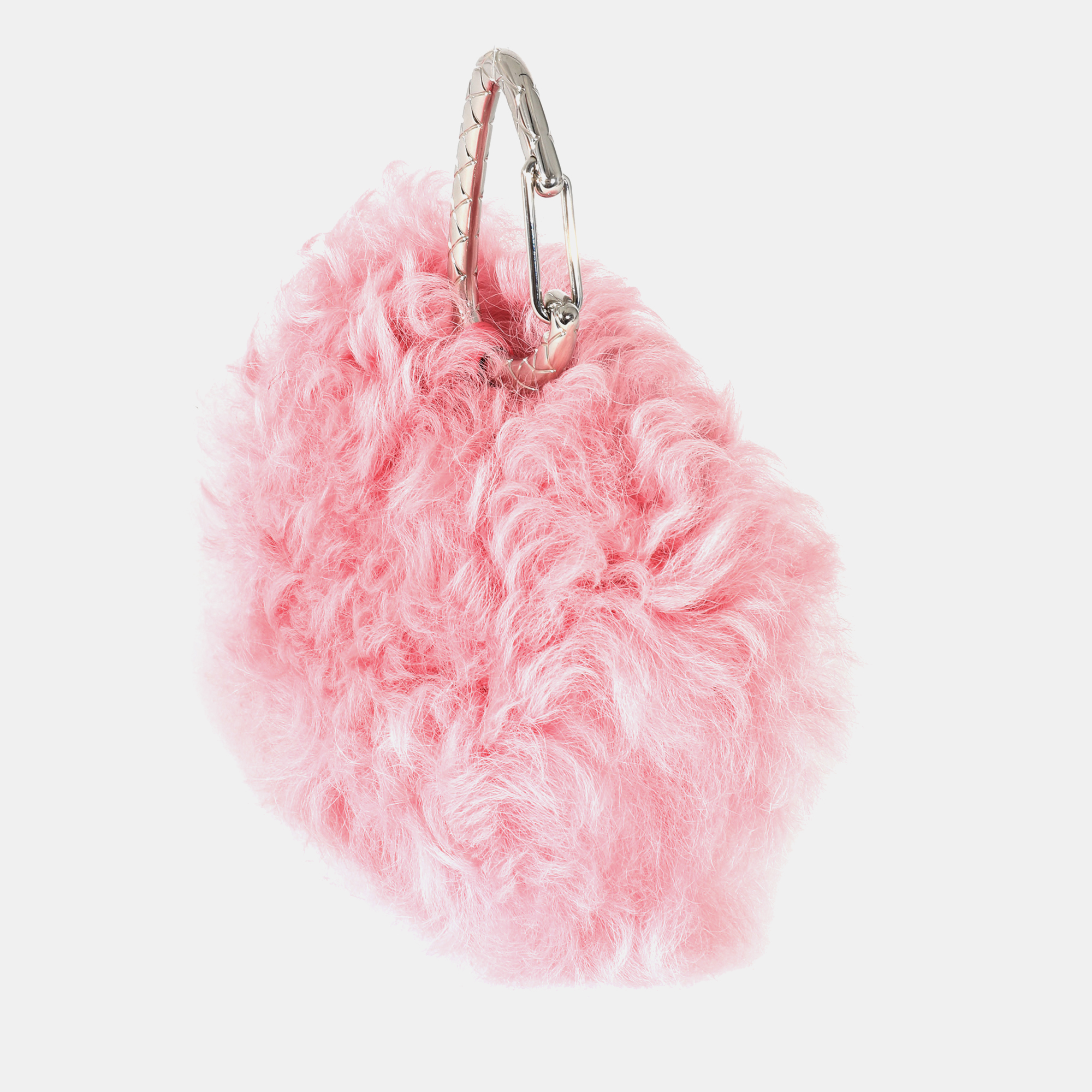 Chanel Pink Shearling Jewel Hook Card Holder