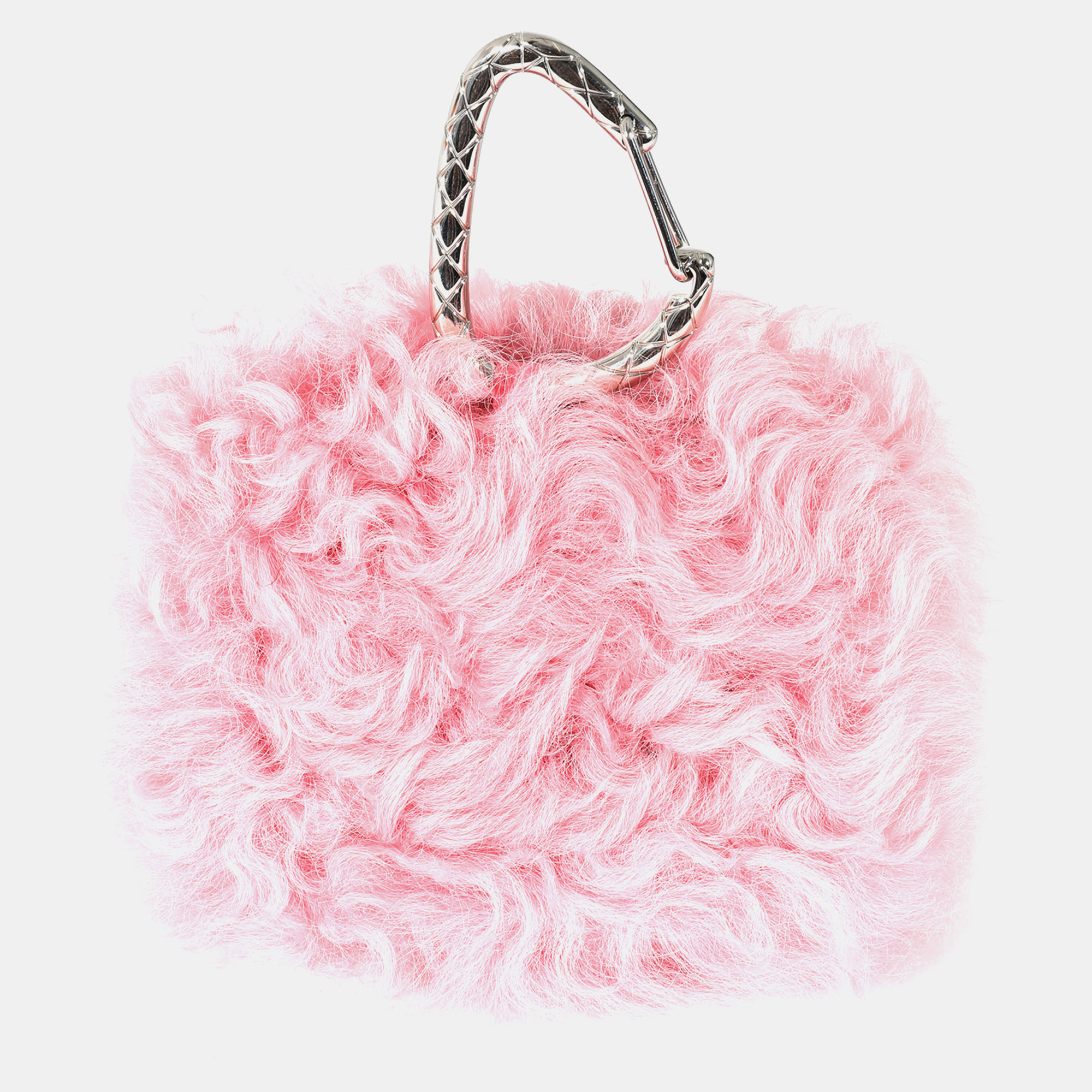 Chanel pink shearling jewel hook card holder