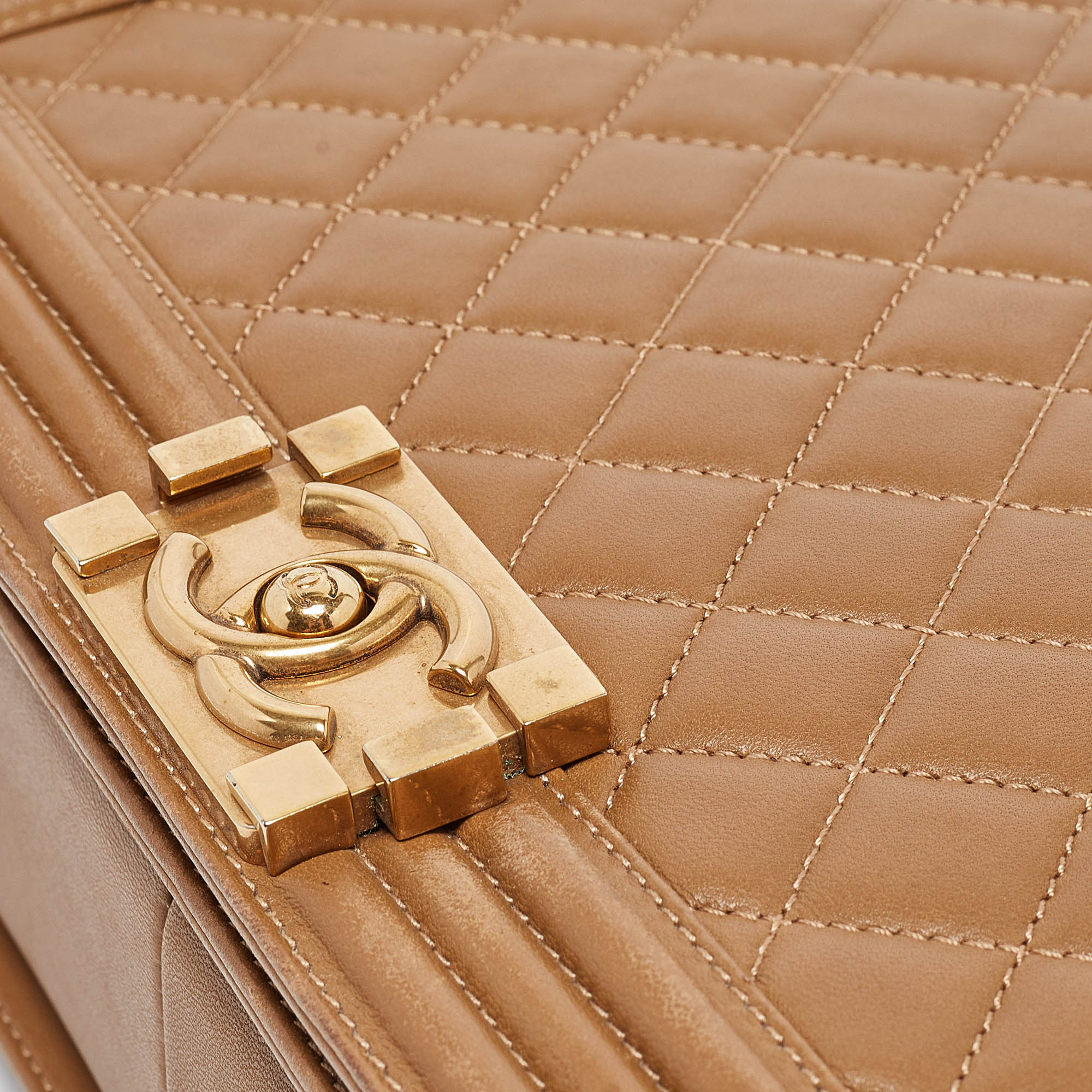 Chanel Brown Quilted Leather Large Boy Flap Bag