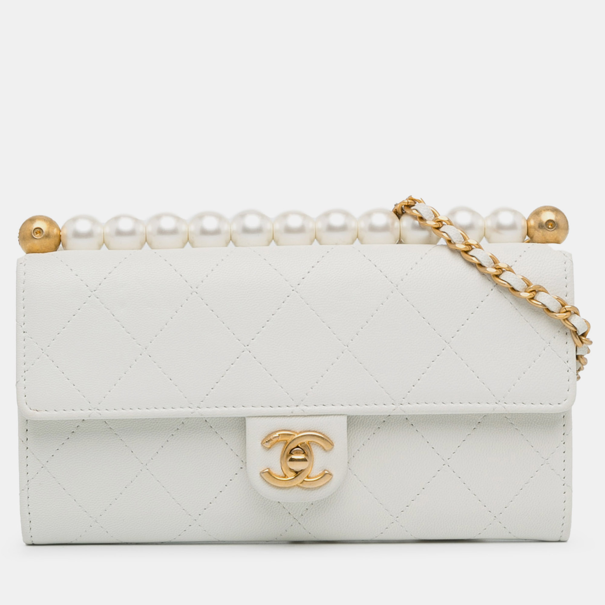 Chanel goatskin chic pearls wallet on chain