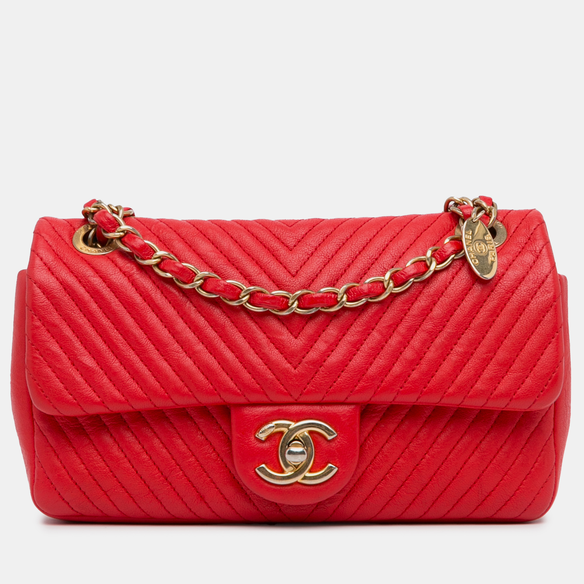 Chanel medium wrinkled calfskin quilted chevron medallion charm surpique flap