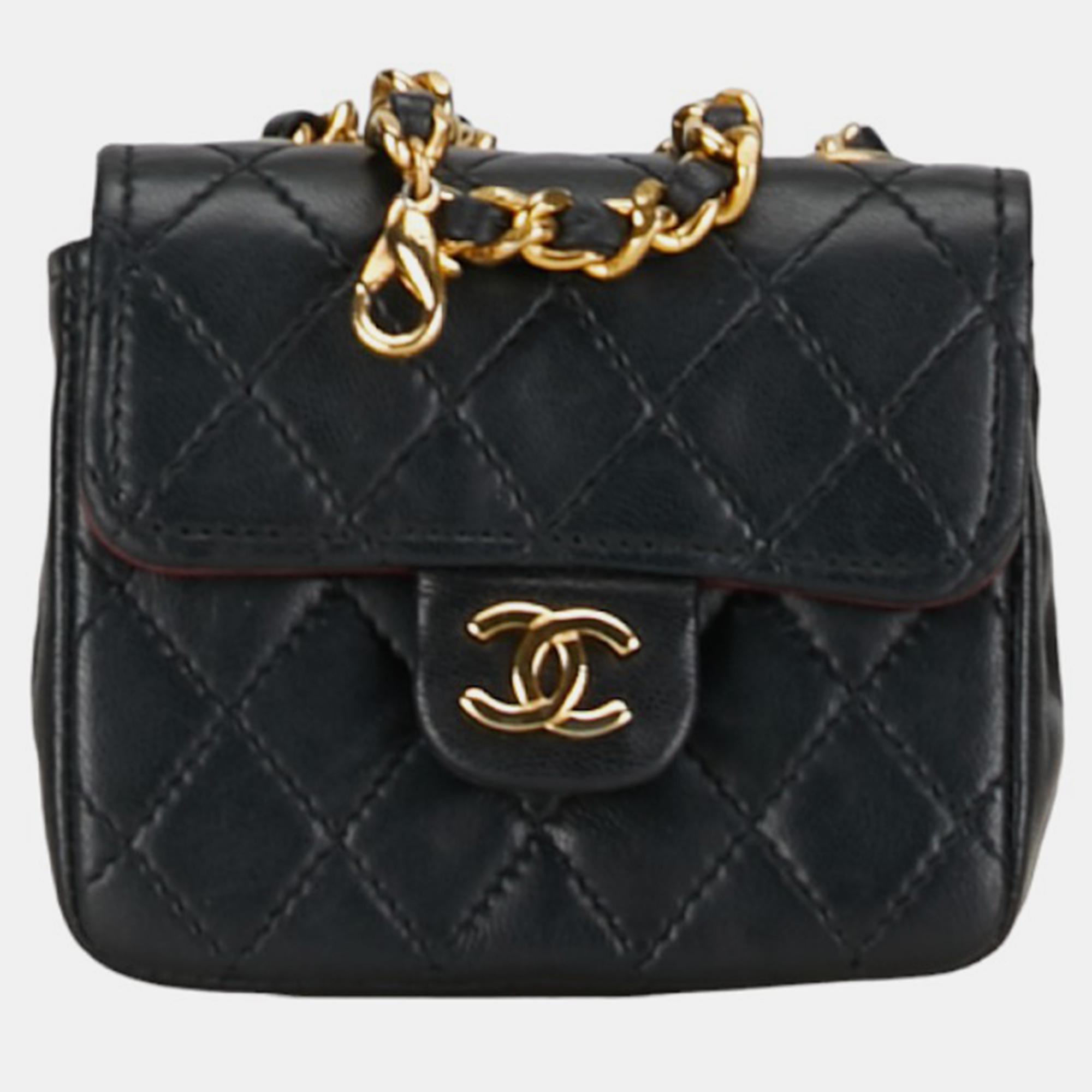 Chanel black leather micro mini flap bag shoulder bags