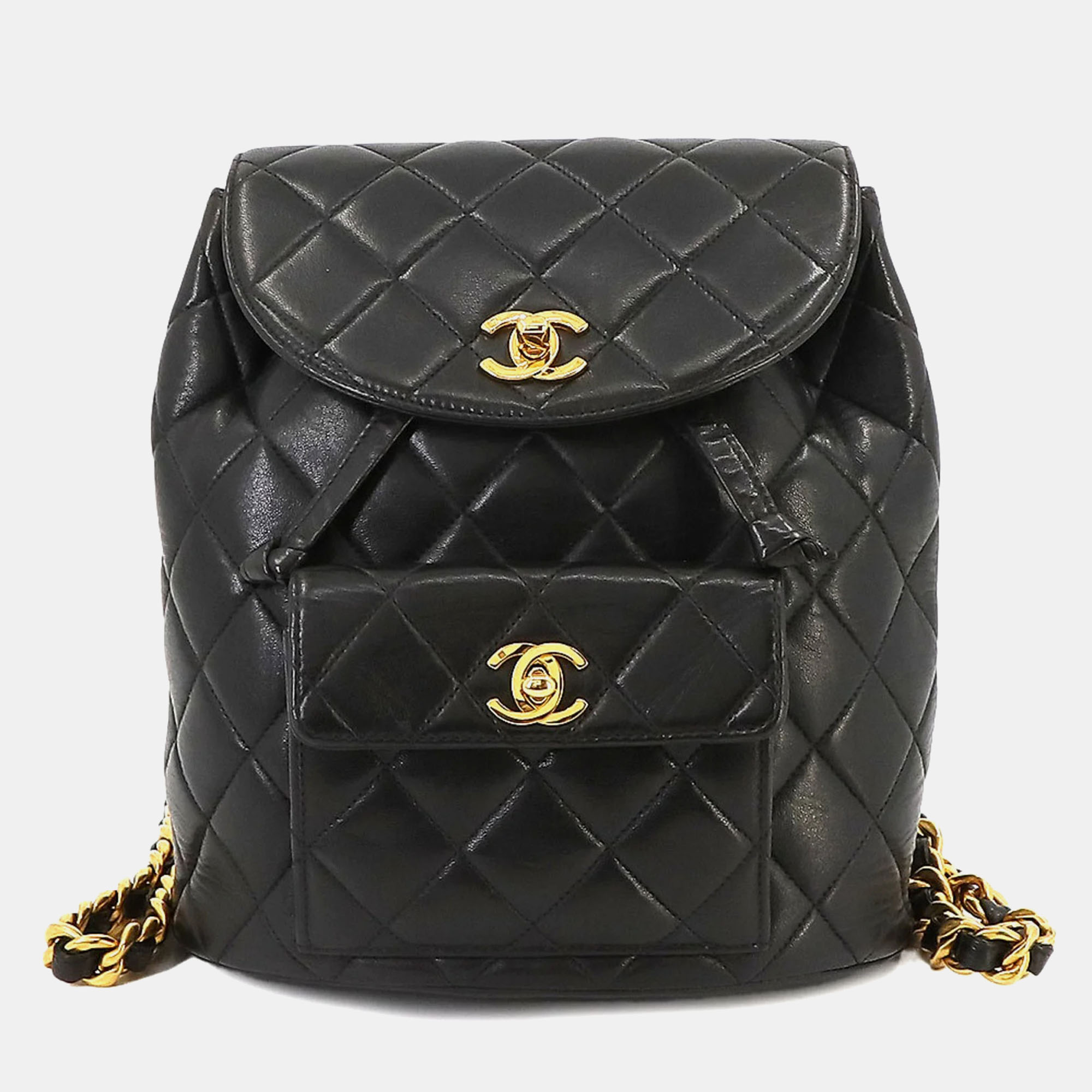 Chanel black leather quilted duma backpack